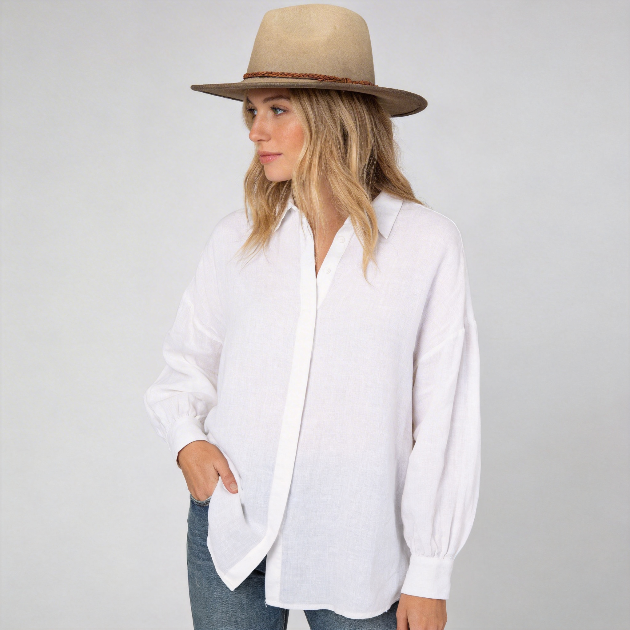 Gradient Oatmeal Flat-Brim – Braided Cord Knot