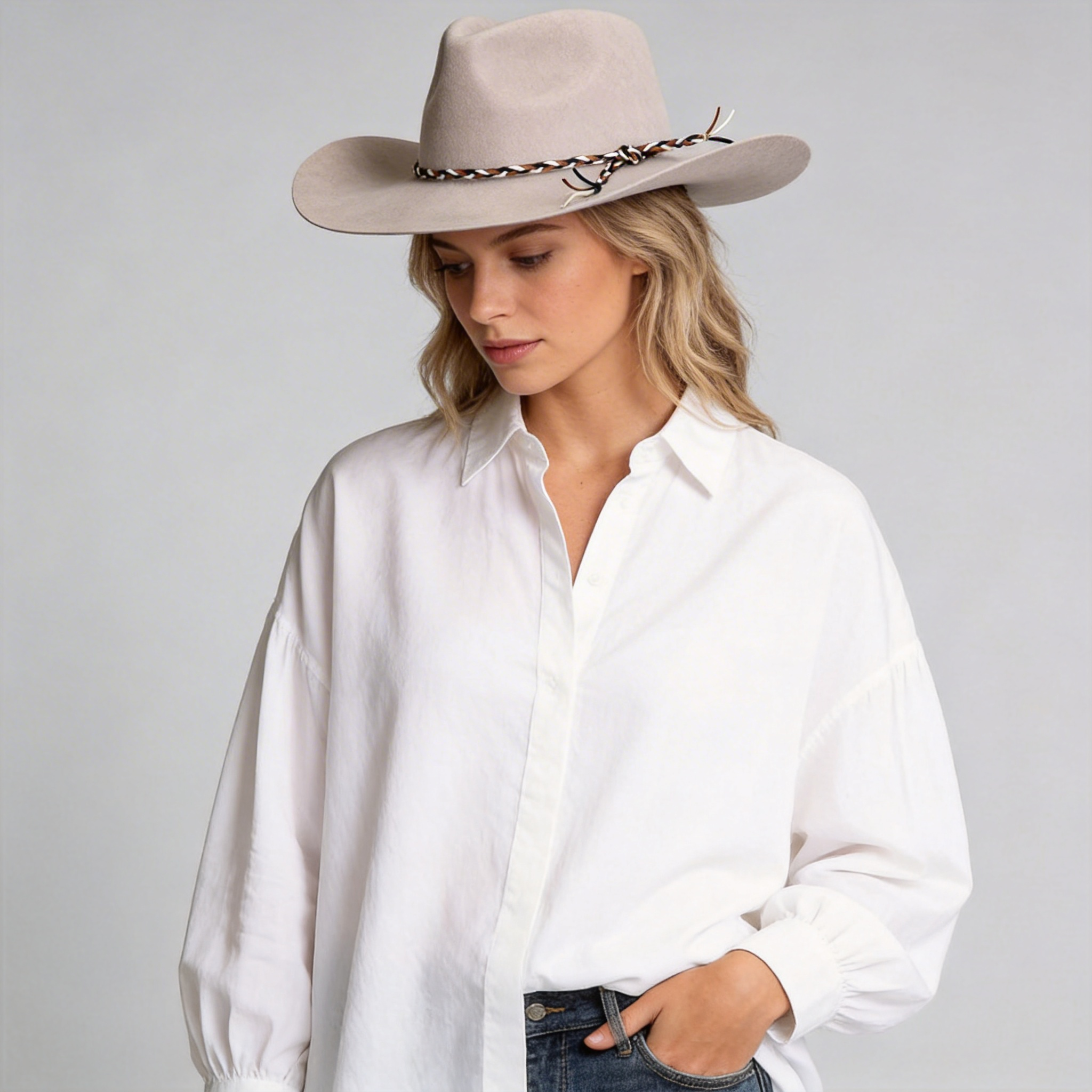 Three-Color Cord Hat – Minimalist Oatmeal