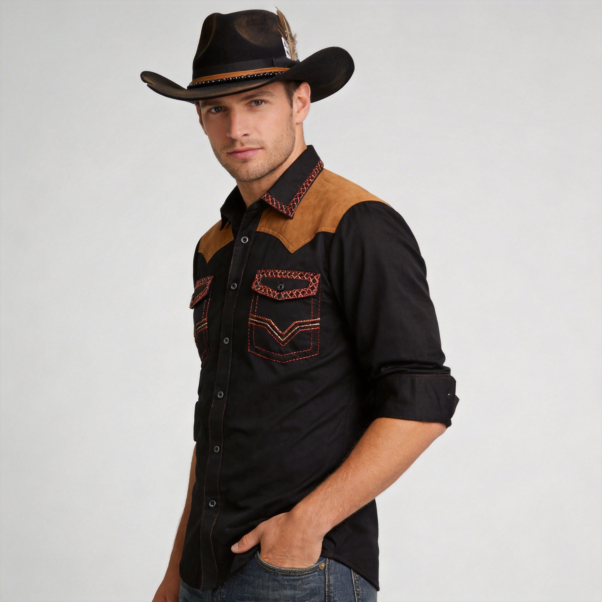 Hand-Burned Western Hat – Black