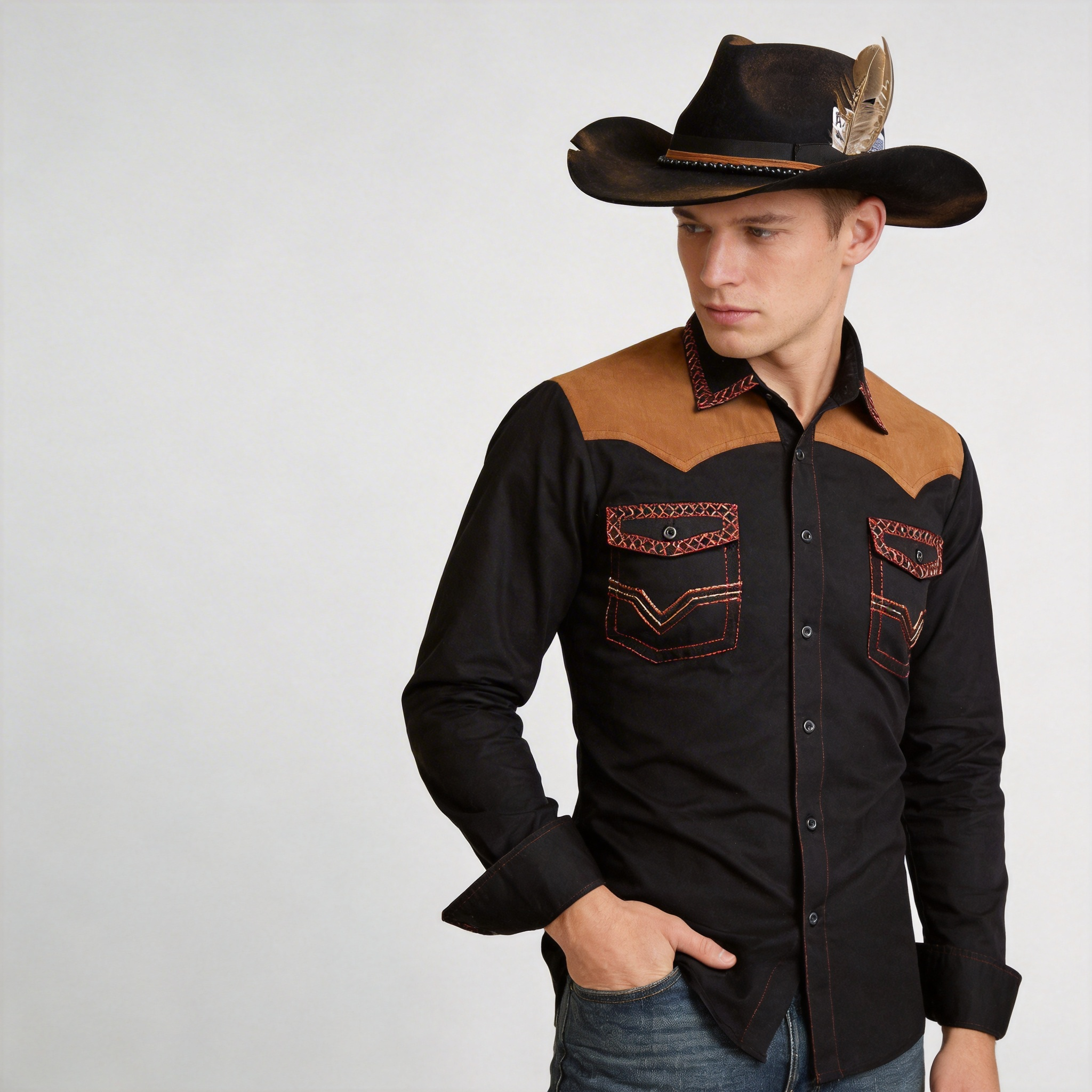 Hand-Burned Western Hat – Black
