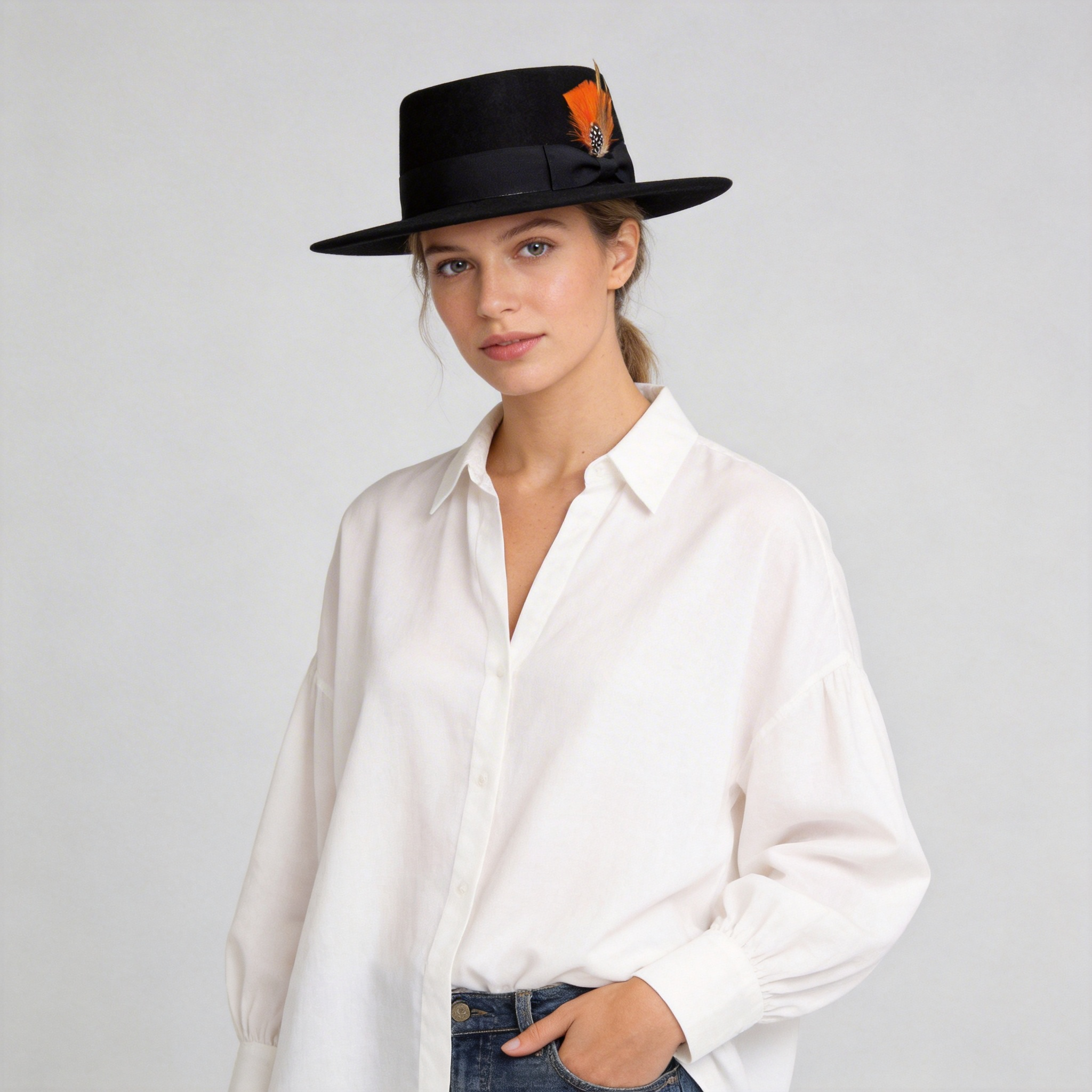 Modern Gambler – Custom Fabric Band & Feather