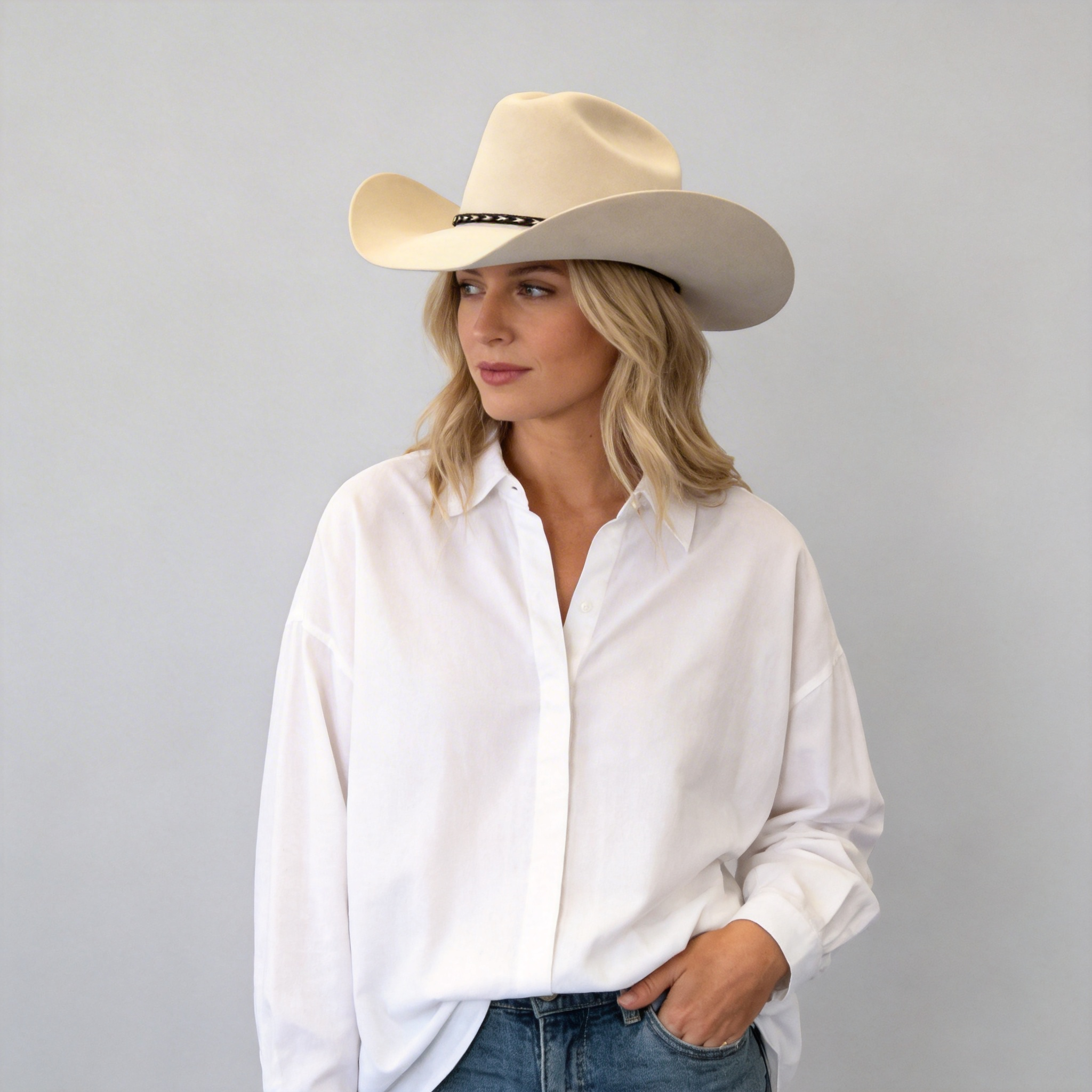 Women Felt Cowboy Hat Inspired by Yellowstone National Park Scenery