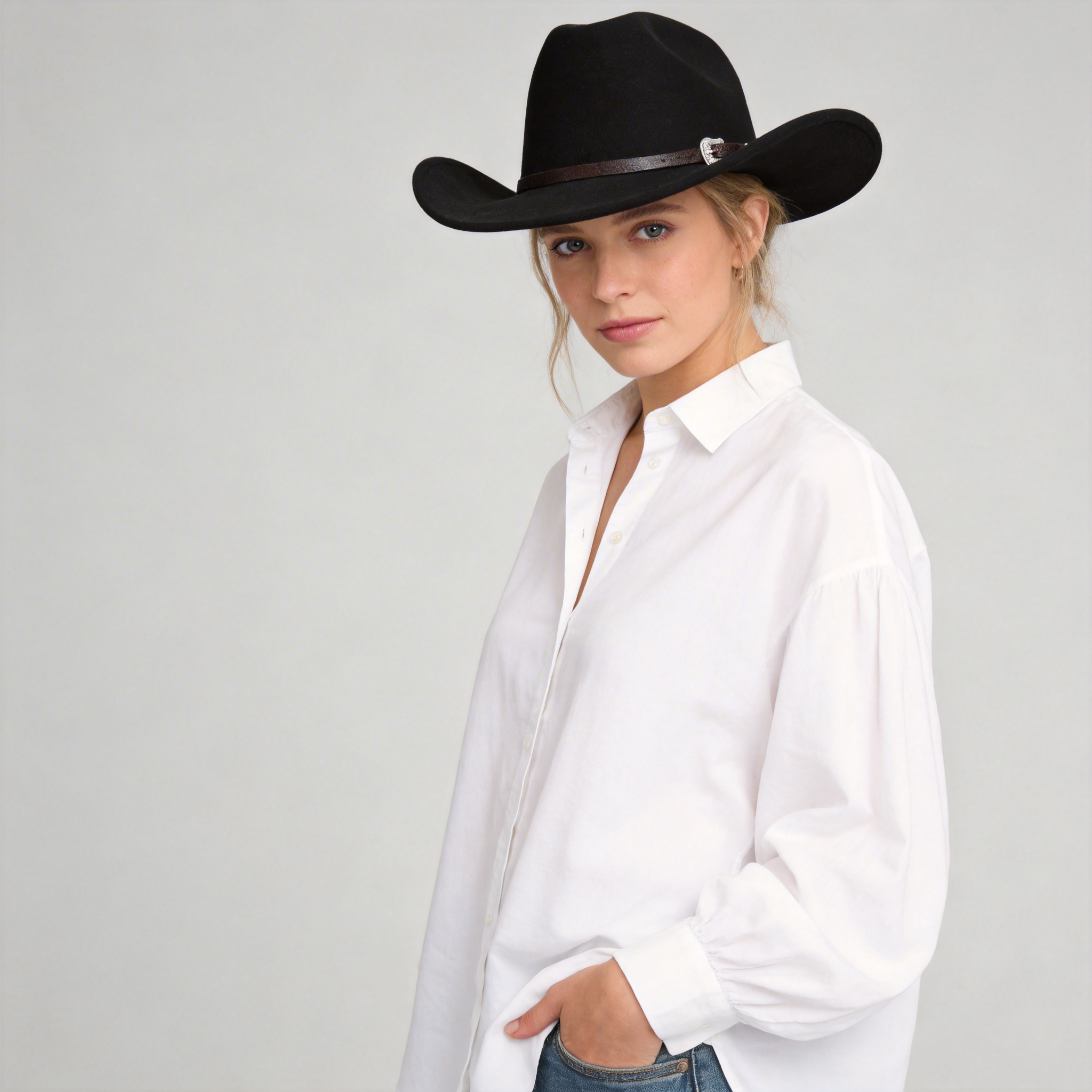 Vintage Men Western Cowboy Hat With Belt