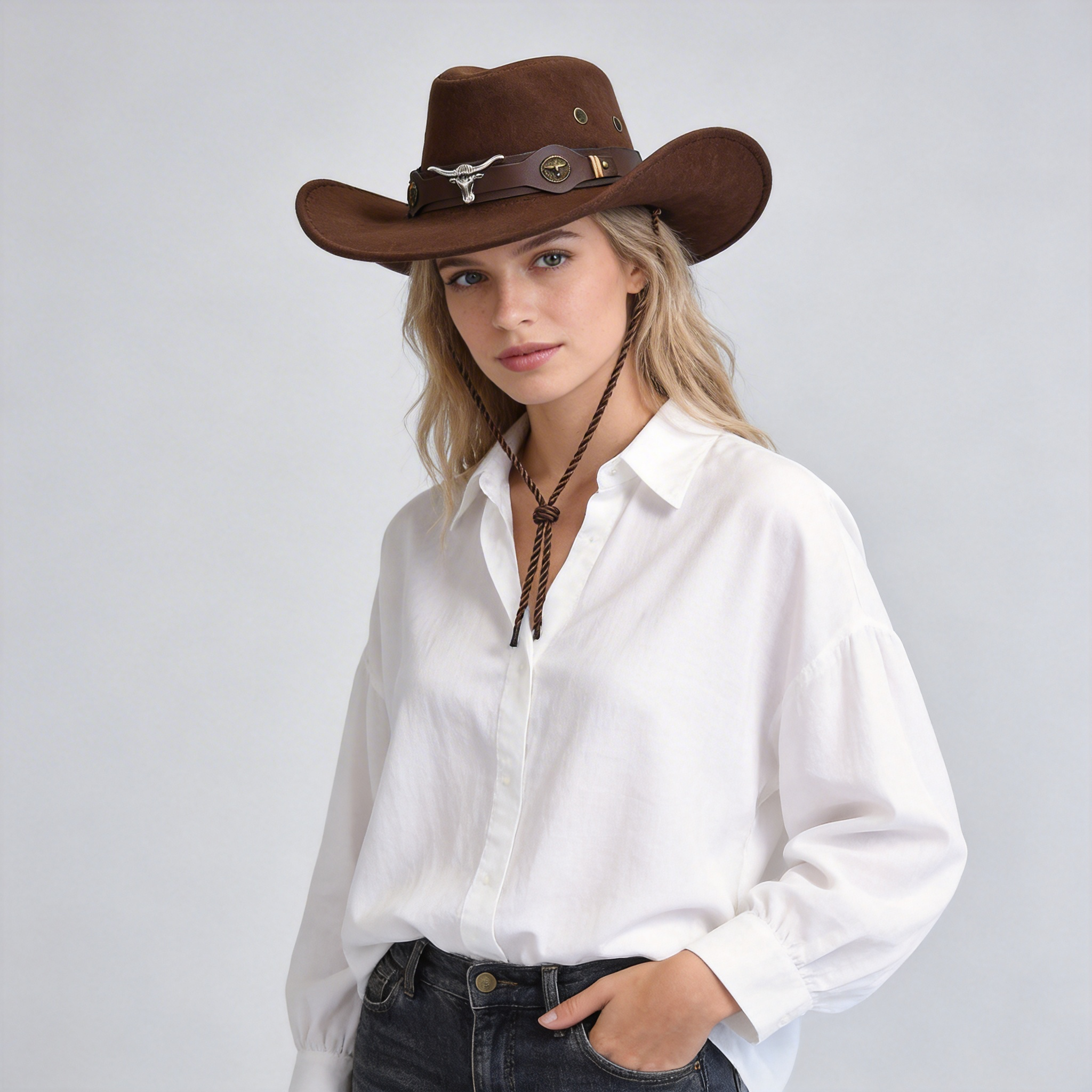 Suede Bison Western Cowboy Hat