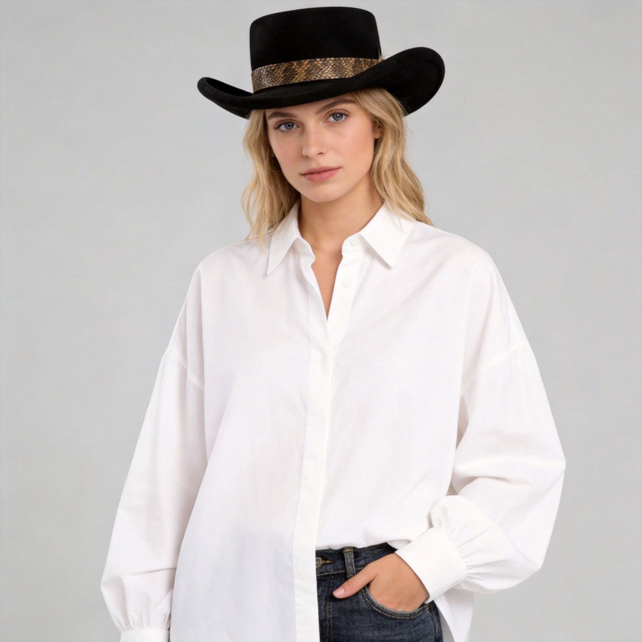 Women Ranch Western Wear Vintage Gambler Hat