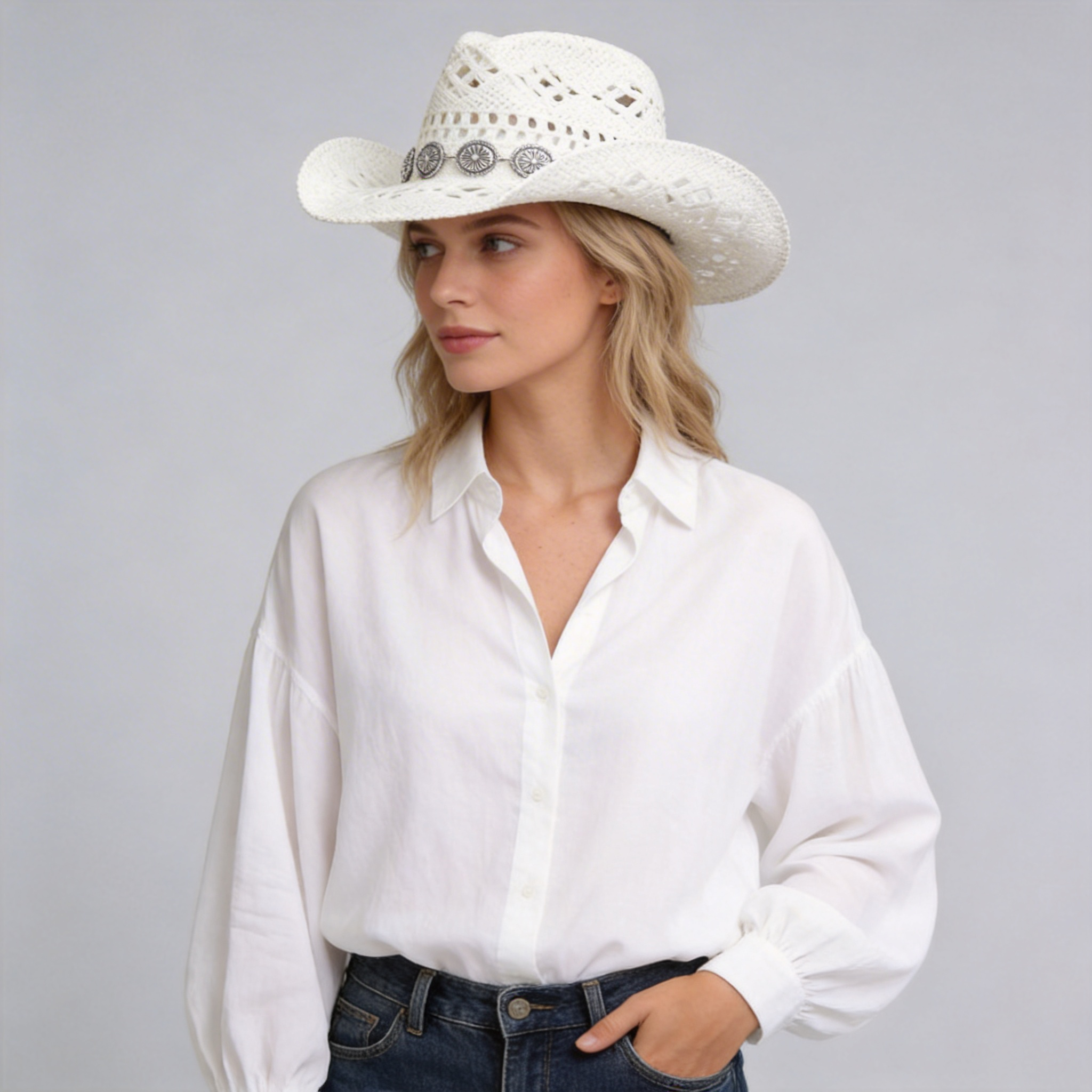 Women Sun-Ready Durable Straw Cowboy Hat