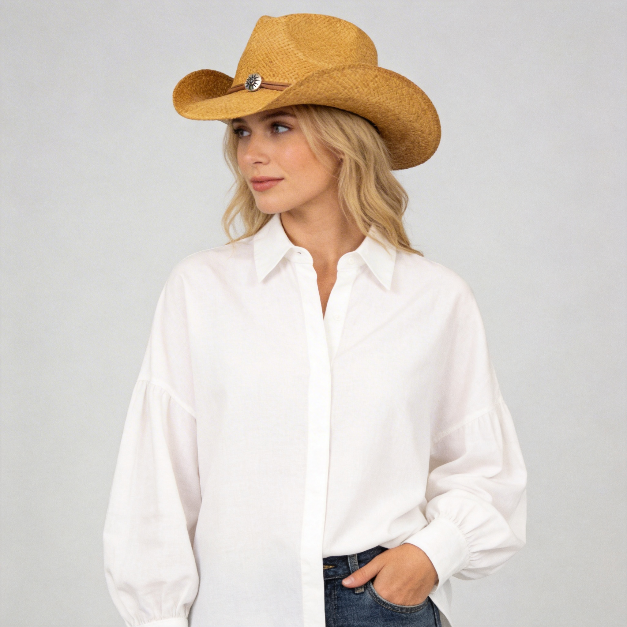 W omen Wild West Classic Straw Shapeable Cowboy Hat