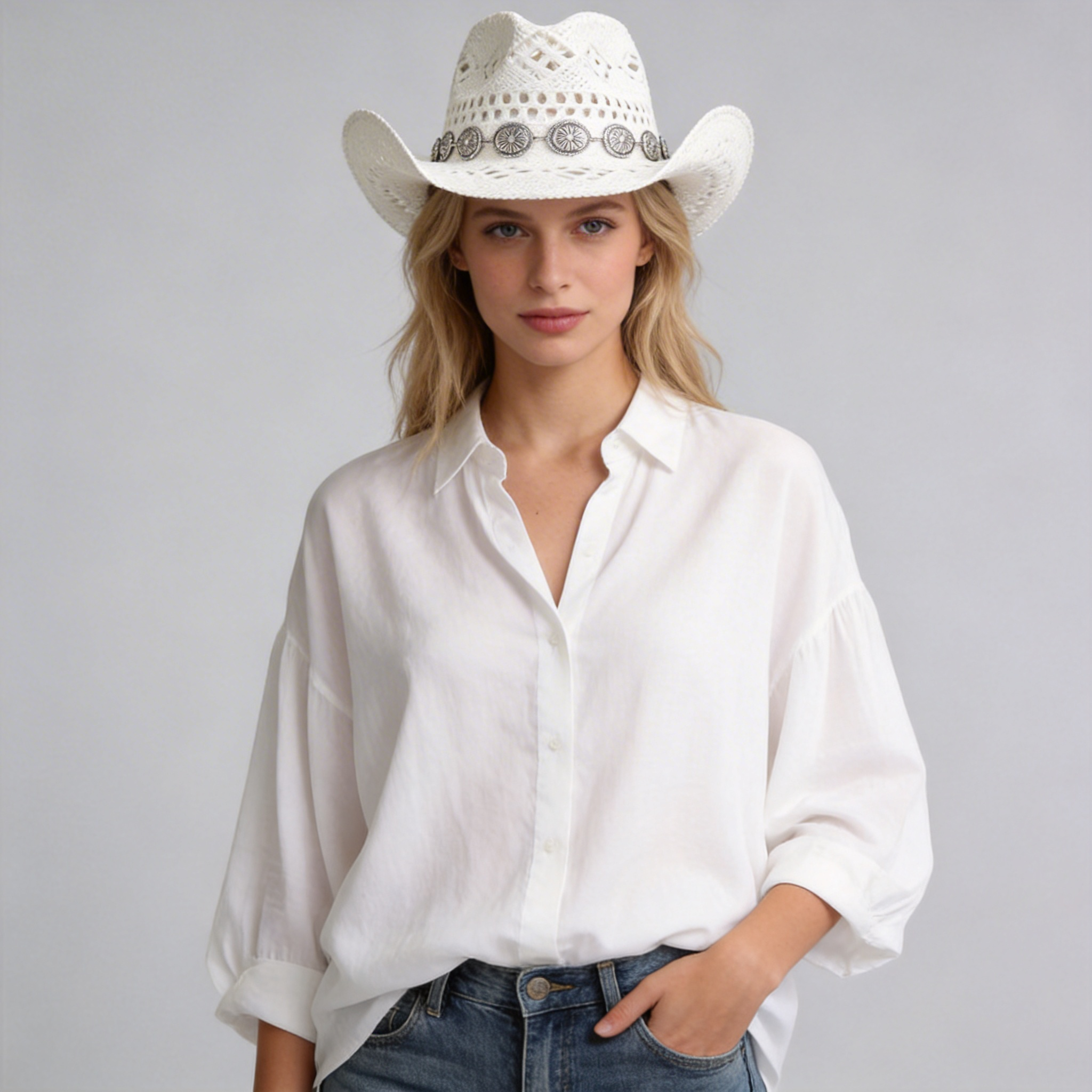 Women Sun-Ready Durable Straw Cowboy Hat