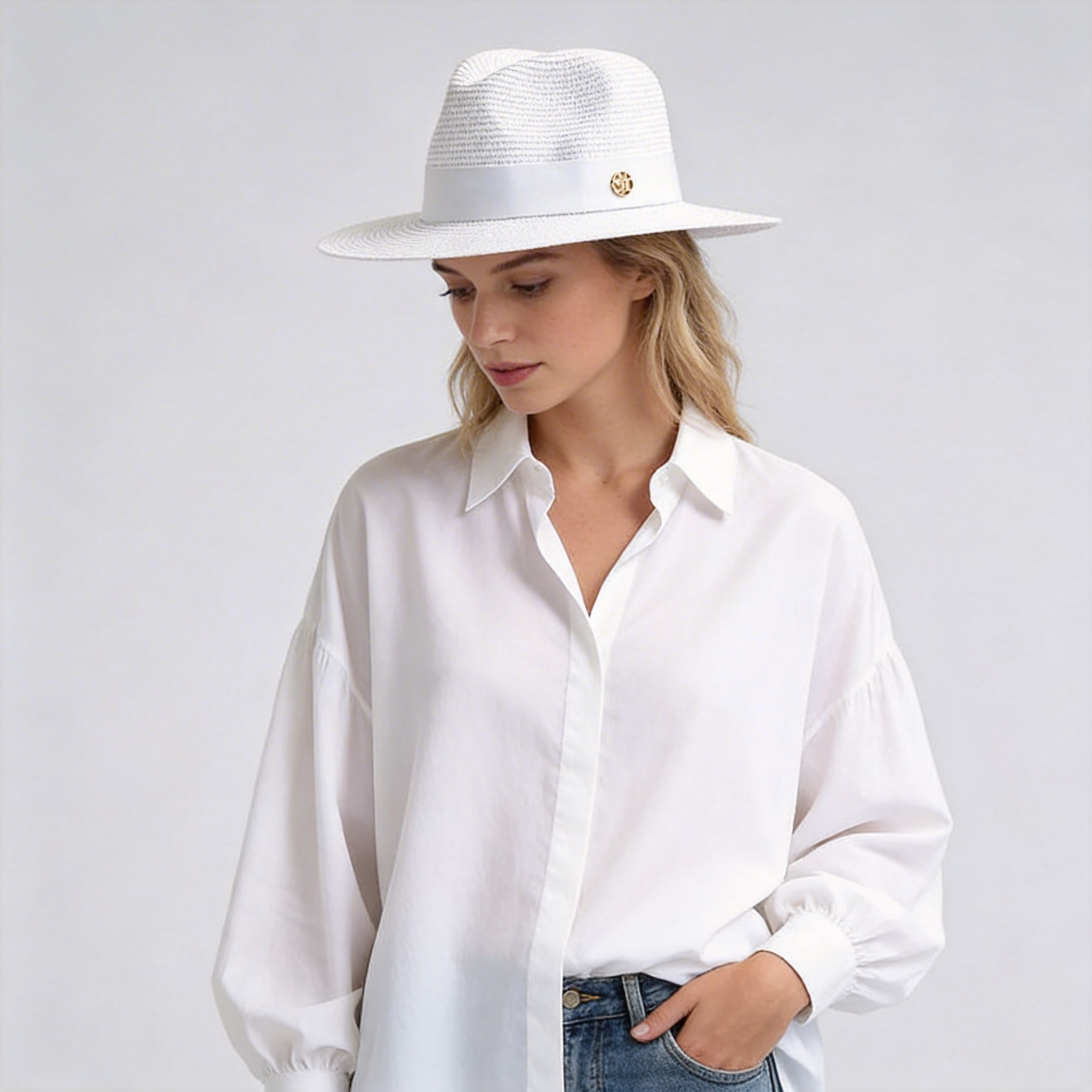 Straw Hats Panama Ribbon Decoration Elegant Luxury Straw Hat