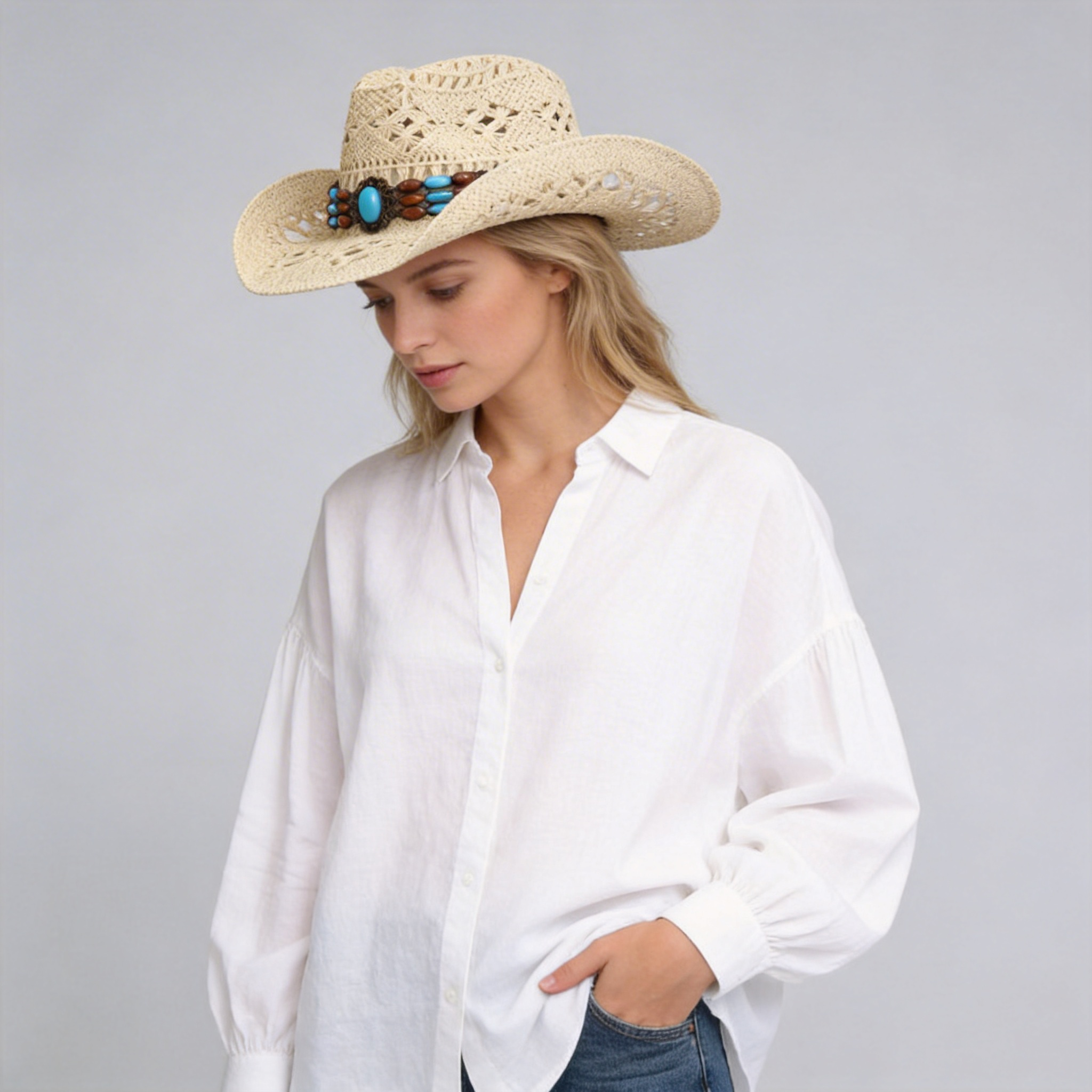 Rustic Elegance Straw Cowboy Hat