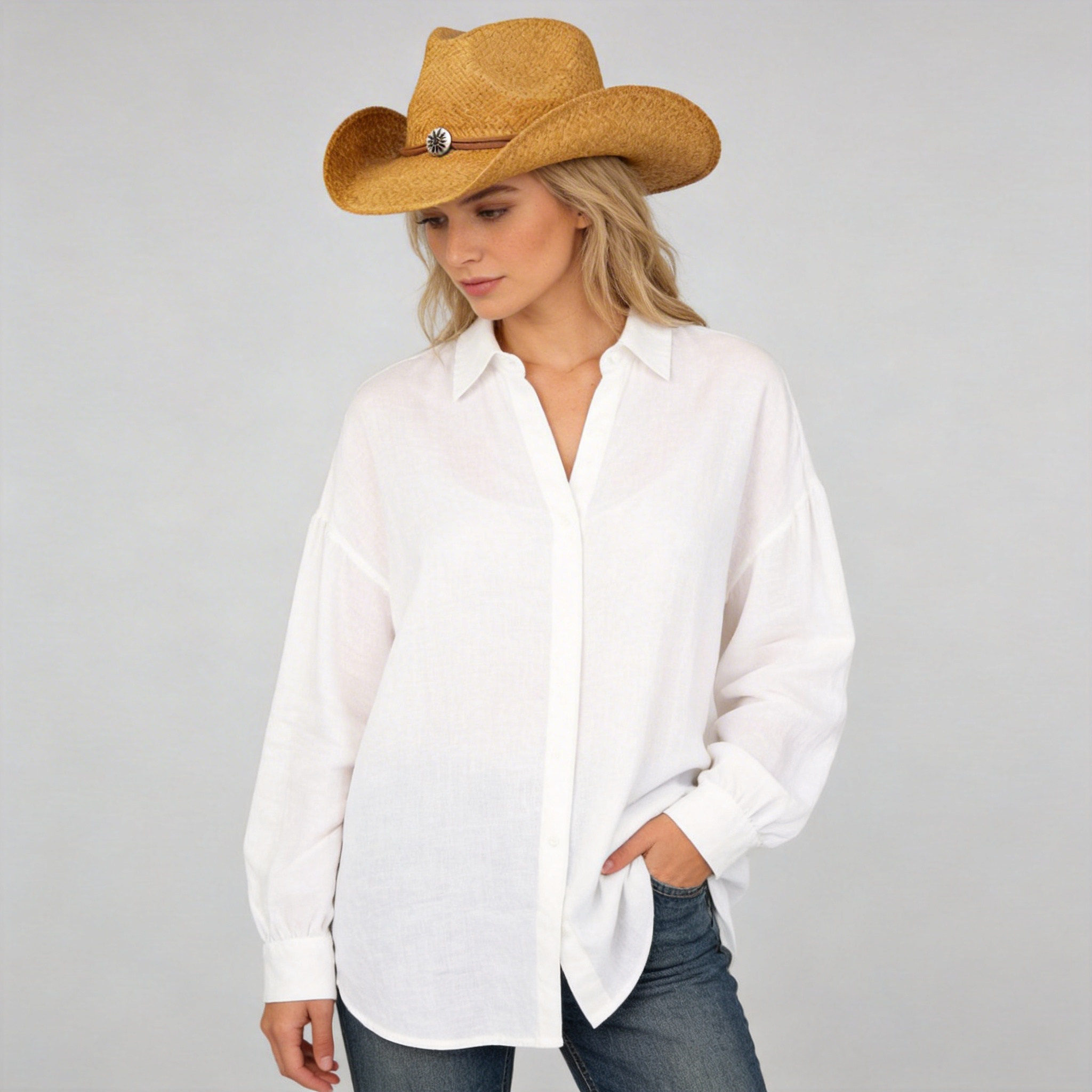 W omen Wild West Classic Straw Shapeable Cowboy Hat