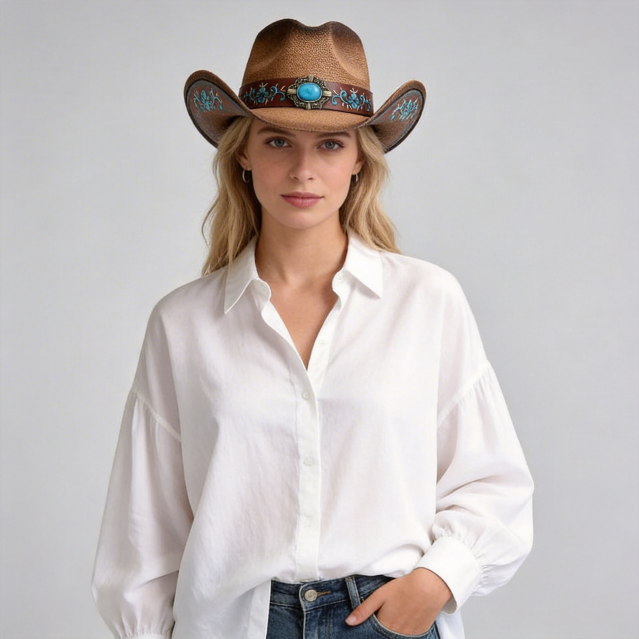 Straw Western Cowboy Hat Vintage Jazz Hat