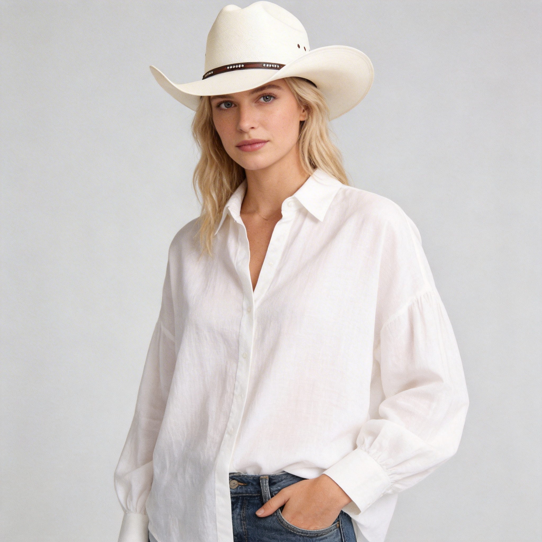 Women Cattleman's Charm Straw Western Hat