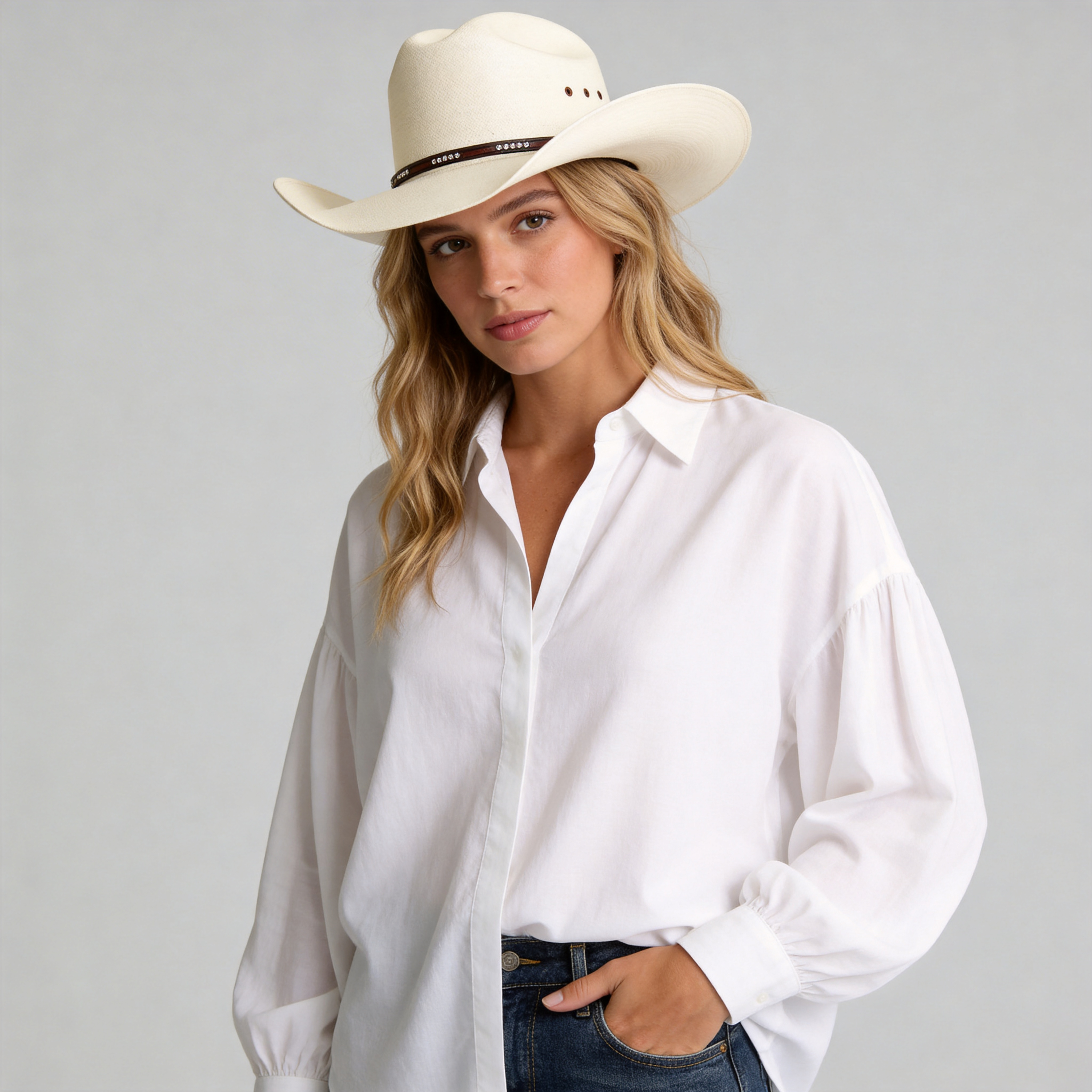 Women Cattleman's Charm Straw Western Hat