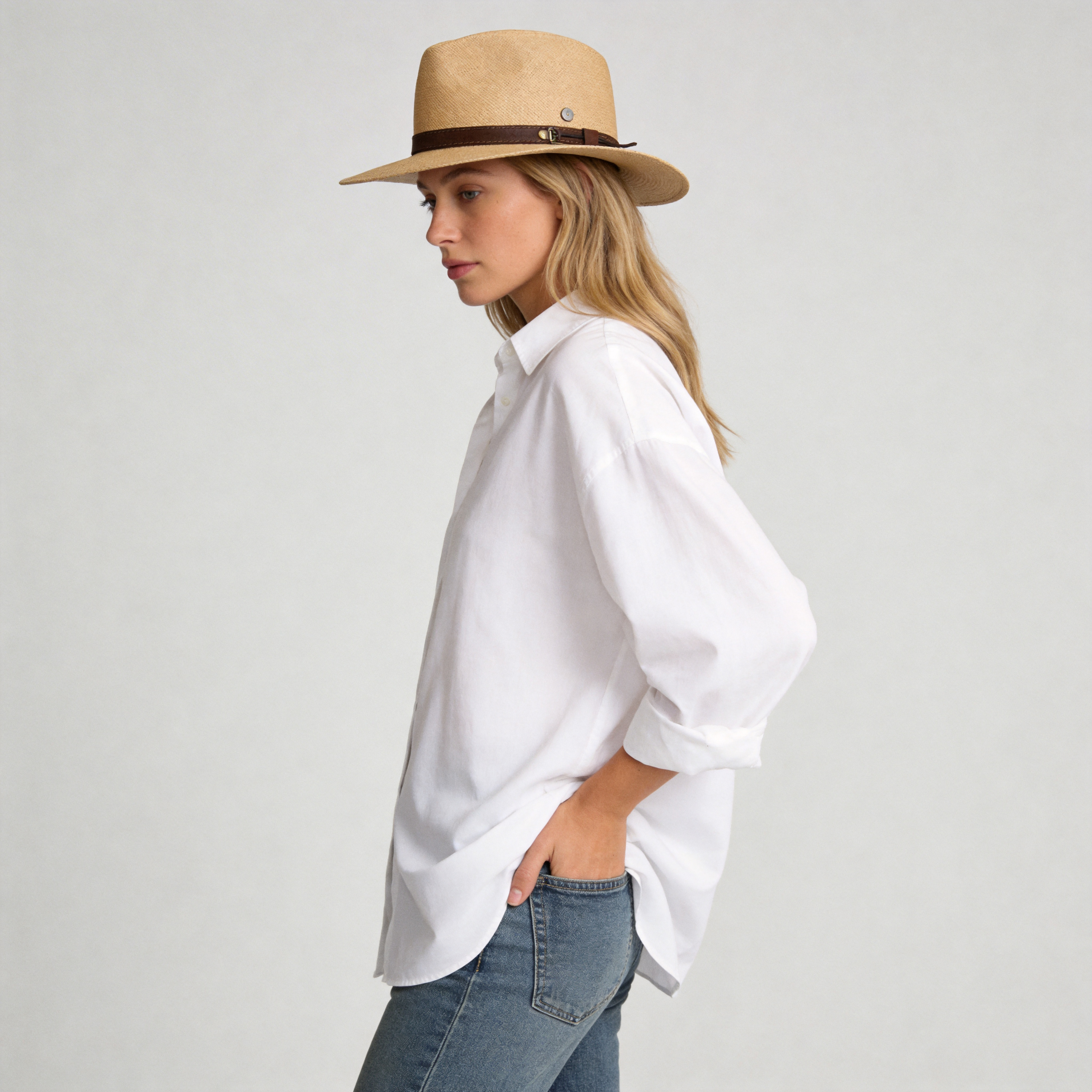 Women The Stiking Stone Panama Straw Hat