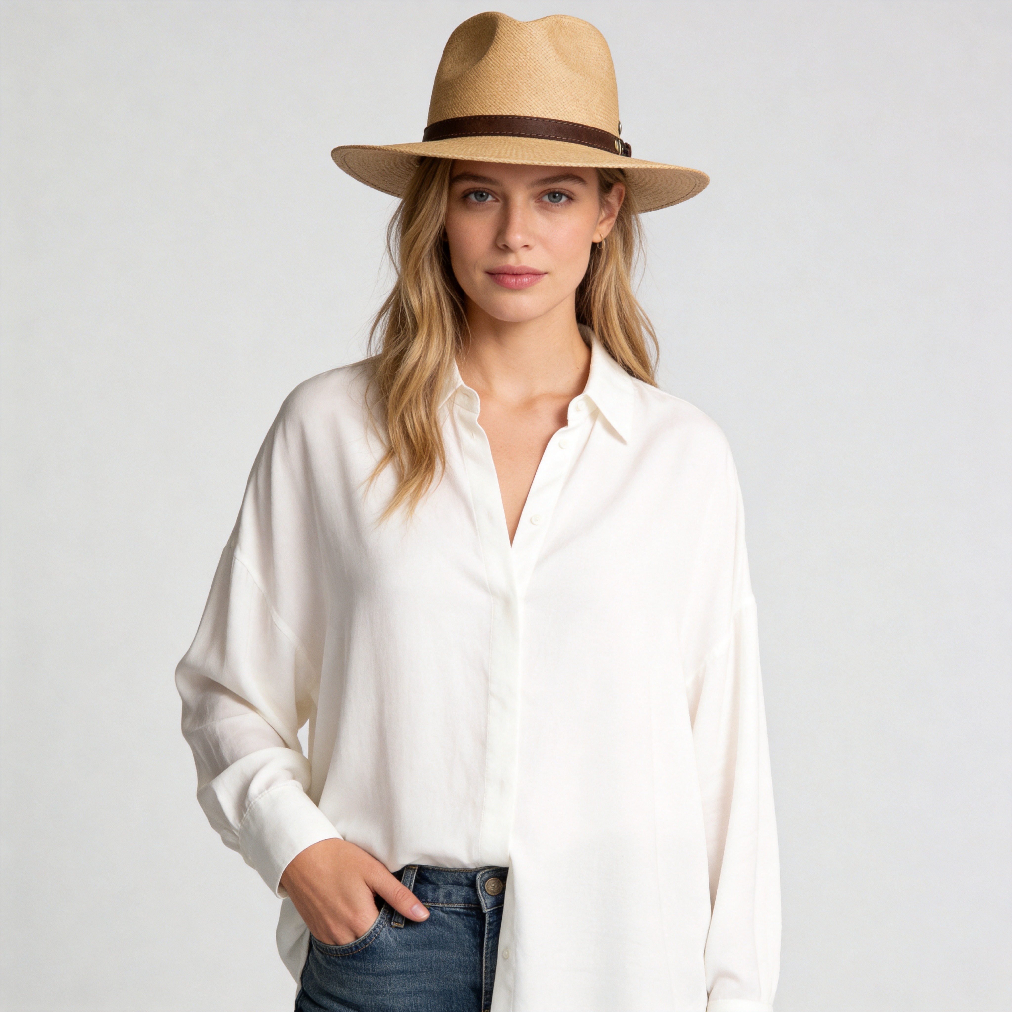 Women The Stiking Stone Panama Straw Hat