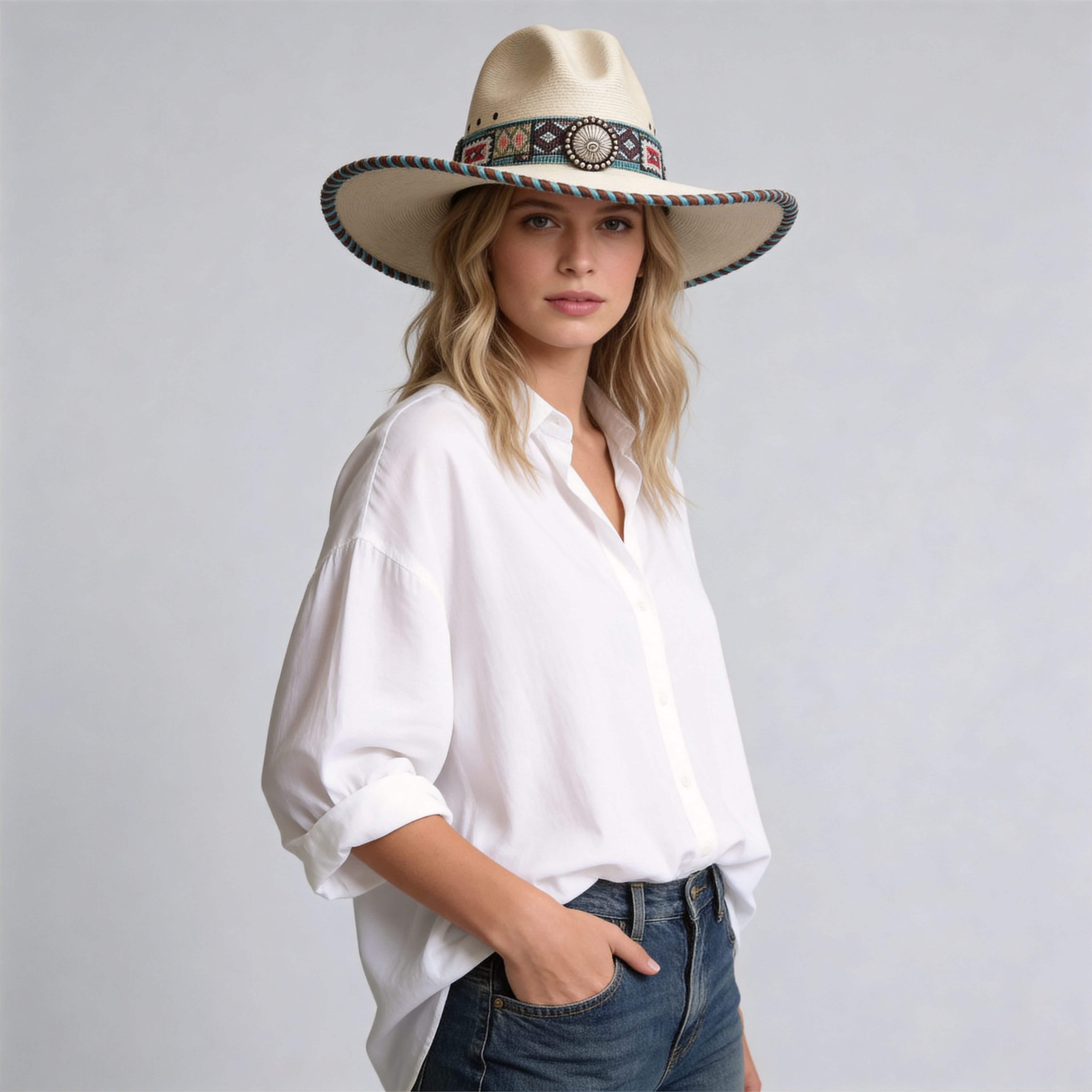 Palm Leaf Cowboy Straw Hat