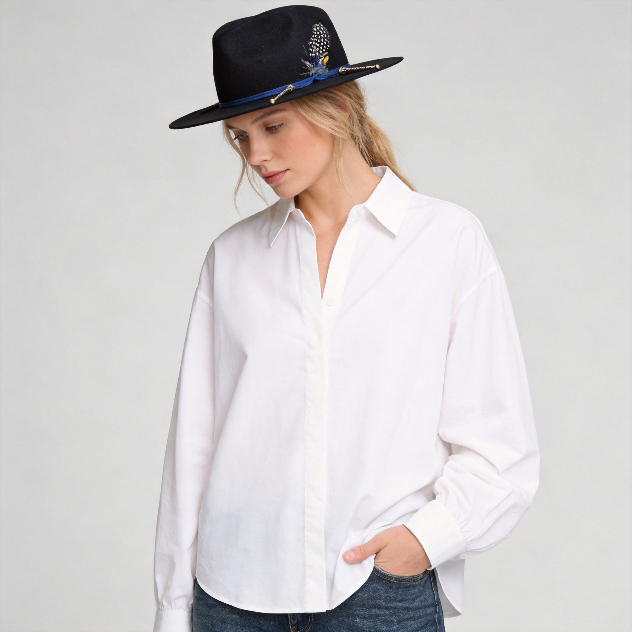 Women Classic Men's Felt Black Fedora Hat