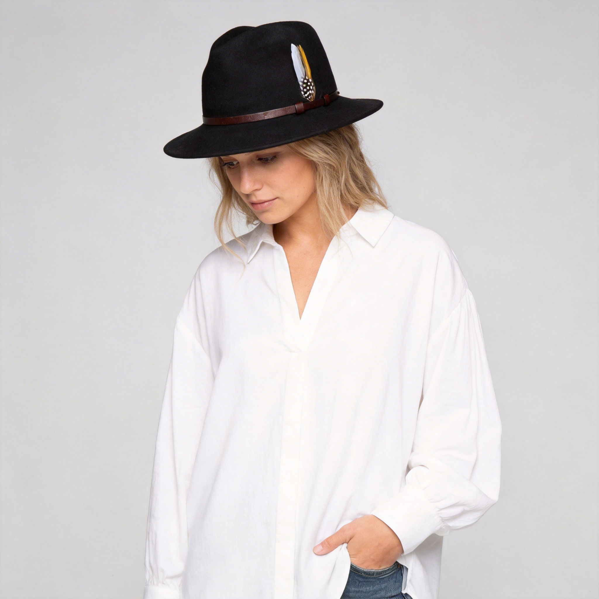 Women Pleston Crushable Felt Fedora Hat