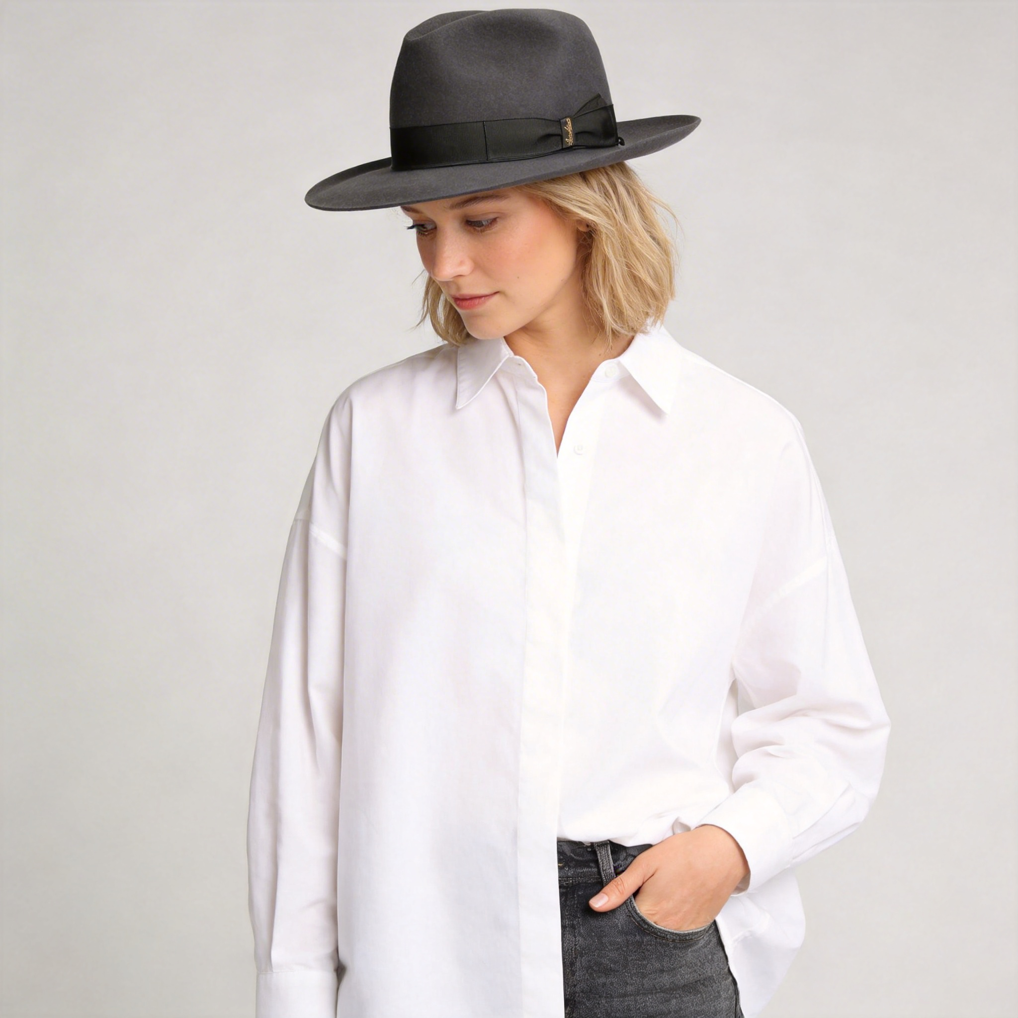 Classic Fedora Fur Felt Hat in Brown