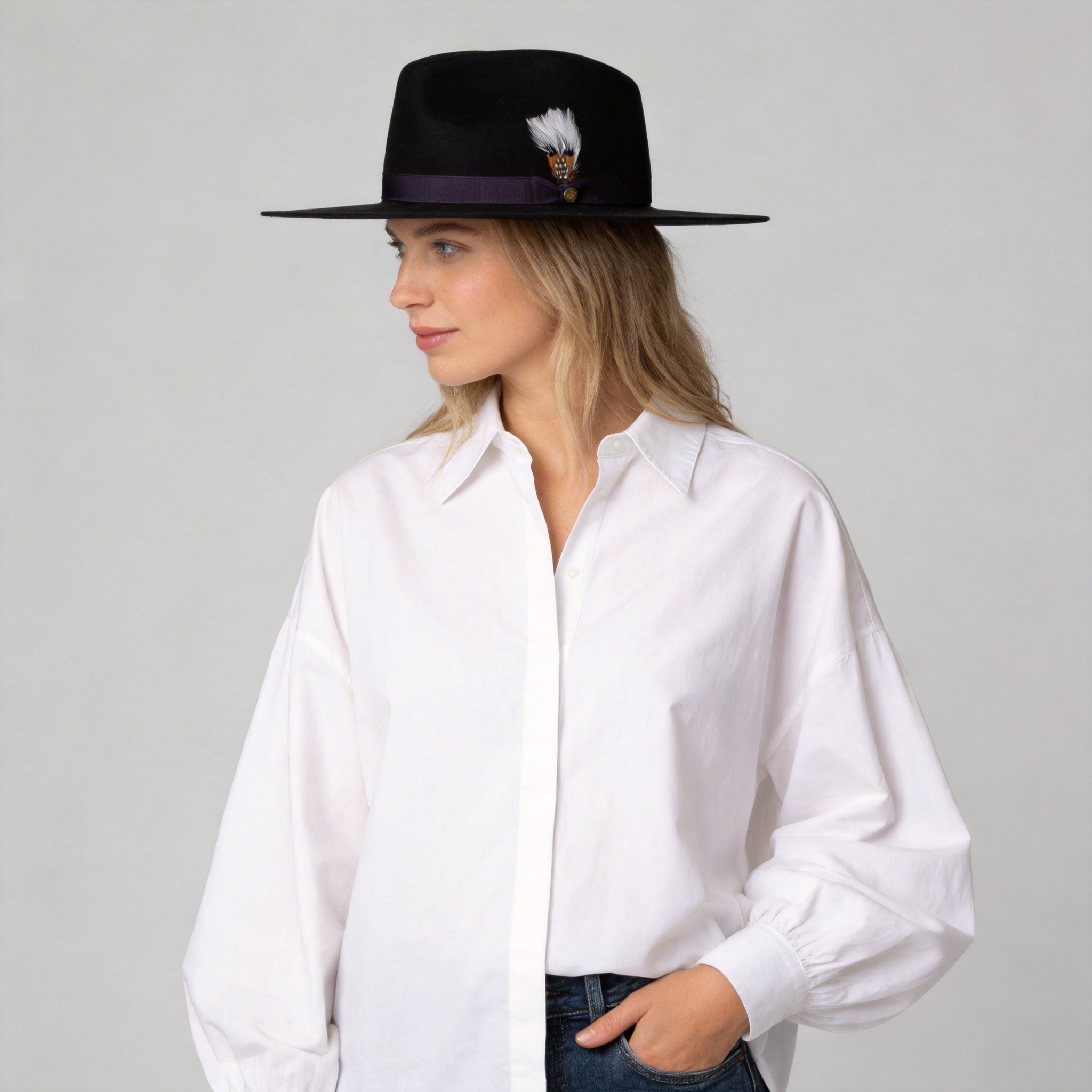 Dapper Women's Felt Fedora Hat–Black