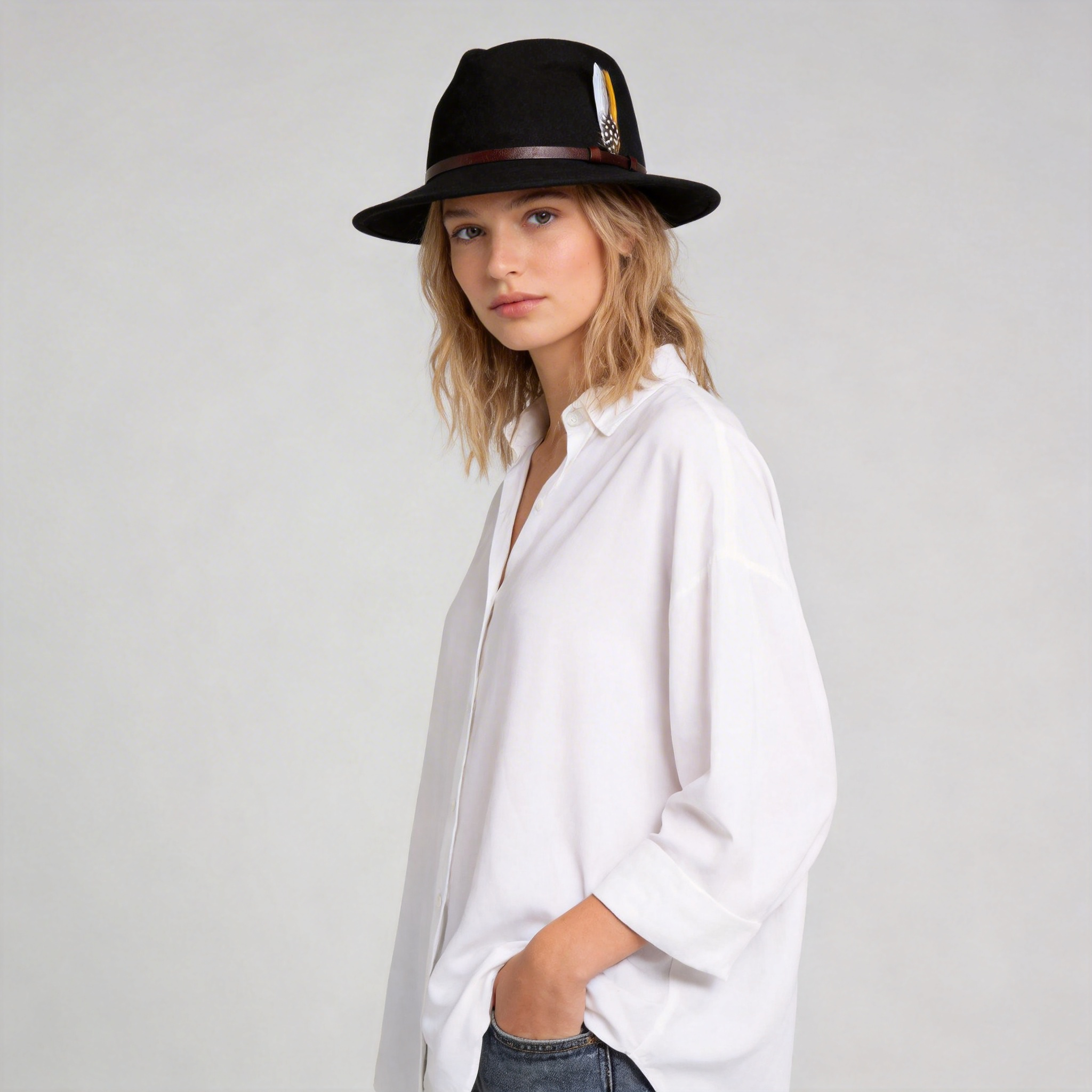 Women Pleston Crushable Felt Fedora Hat
