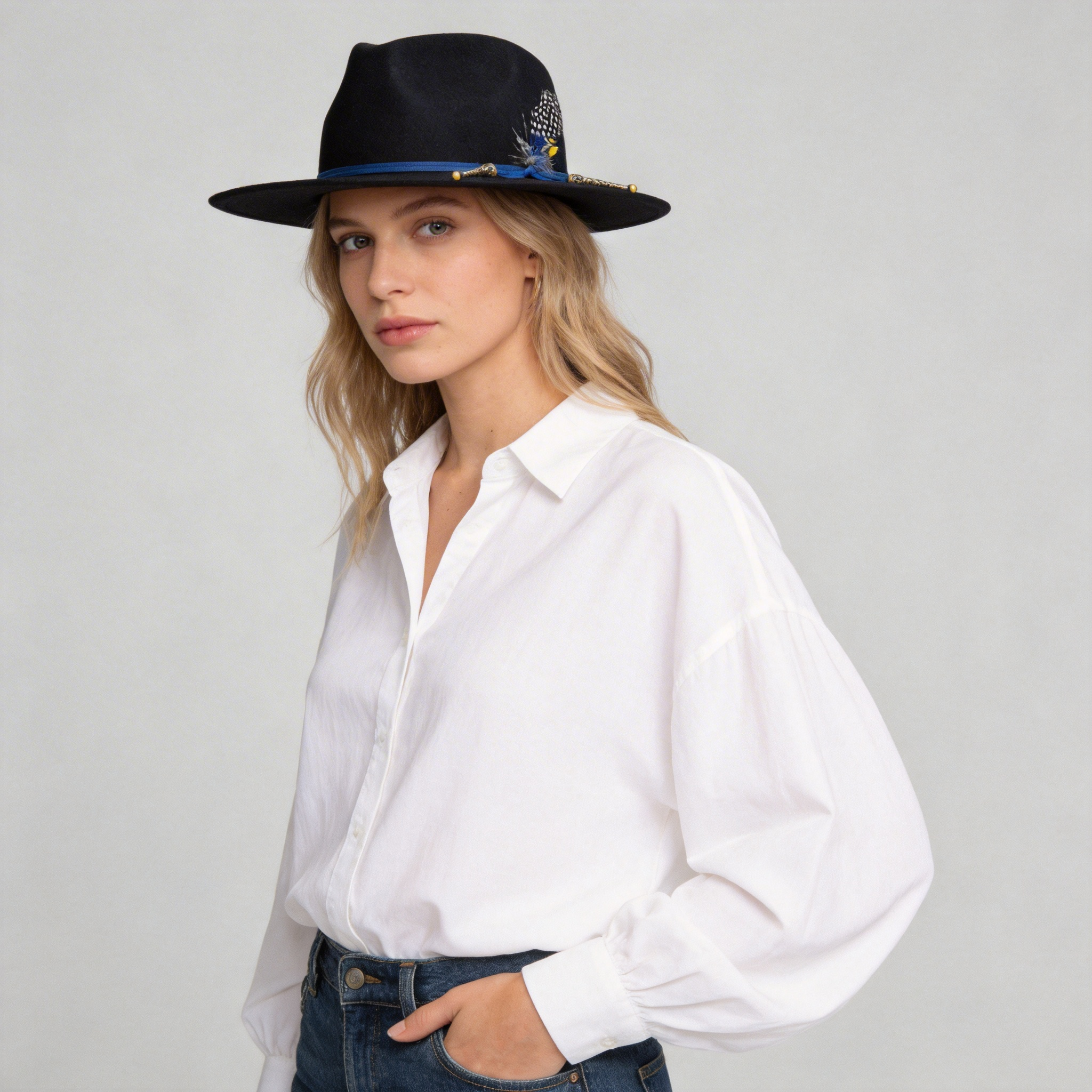 Women Classic Men's Felt Black Fedora Hat