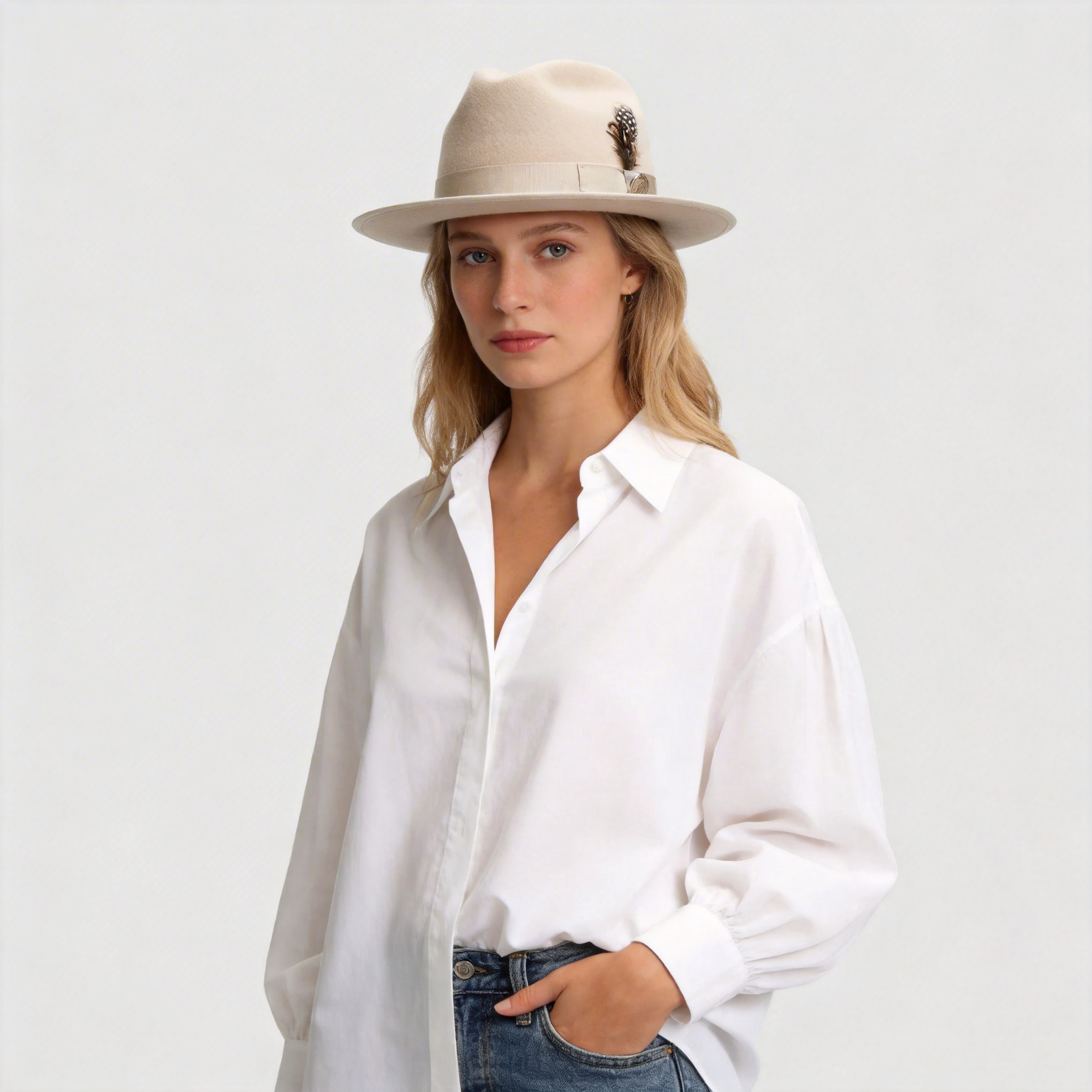 Women Elegant Ranch Fedora Hat