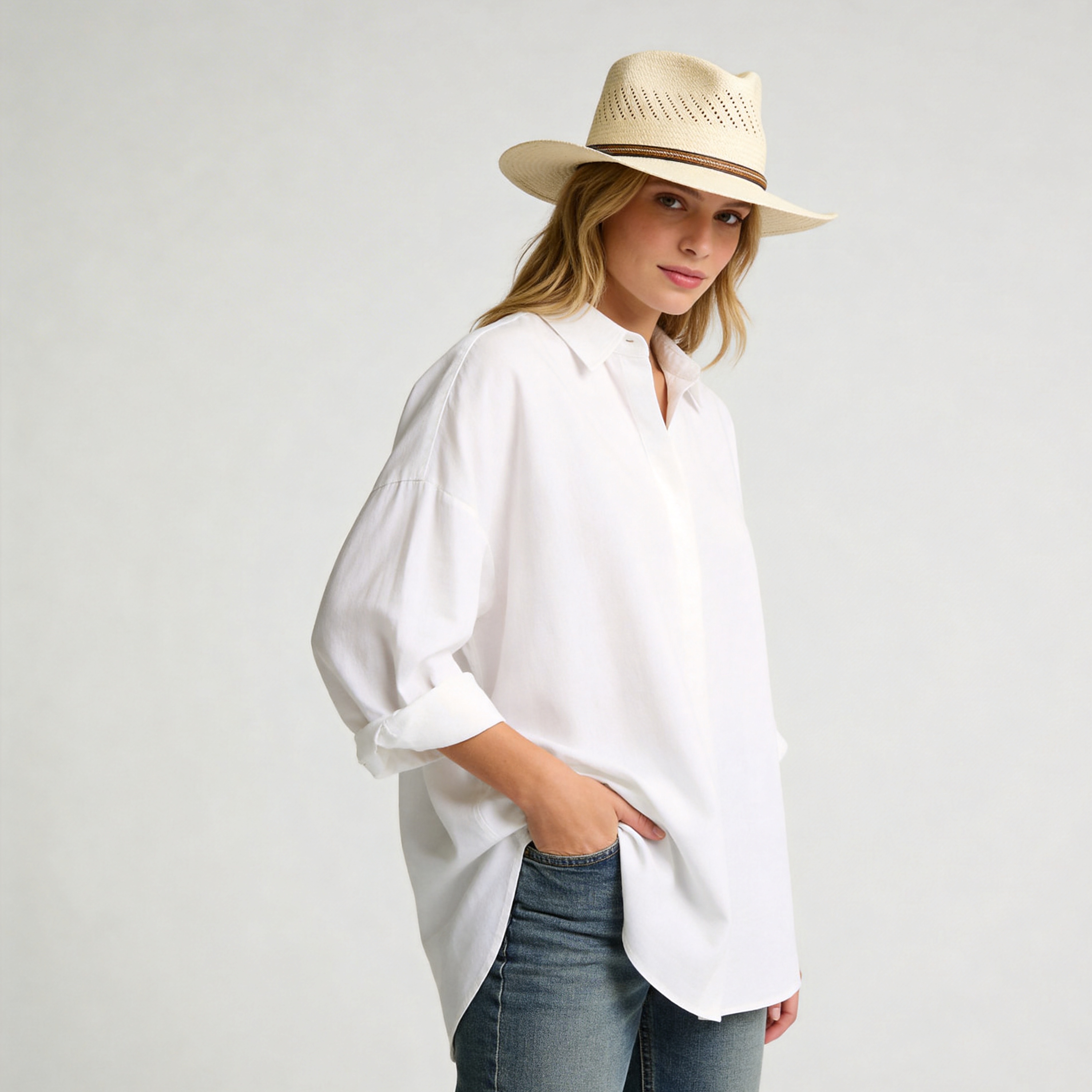 Women Panama Fedora Hat Straw