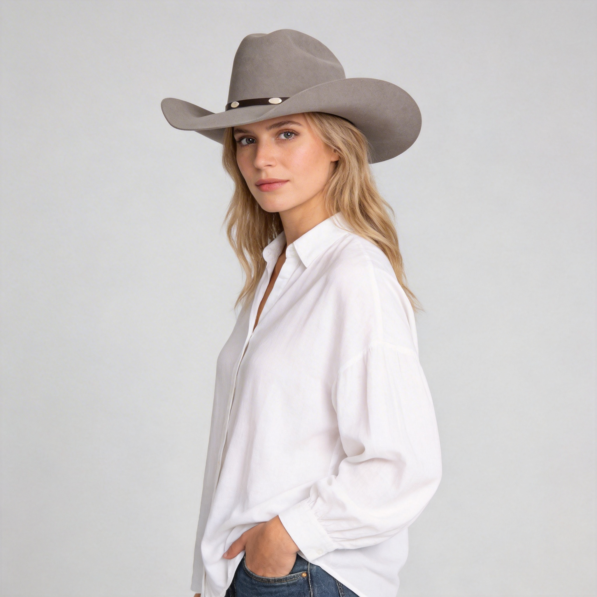 Sun Barrier Felt Cowboy Hat - Red