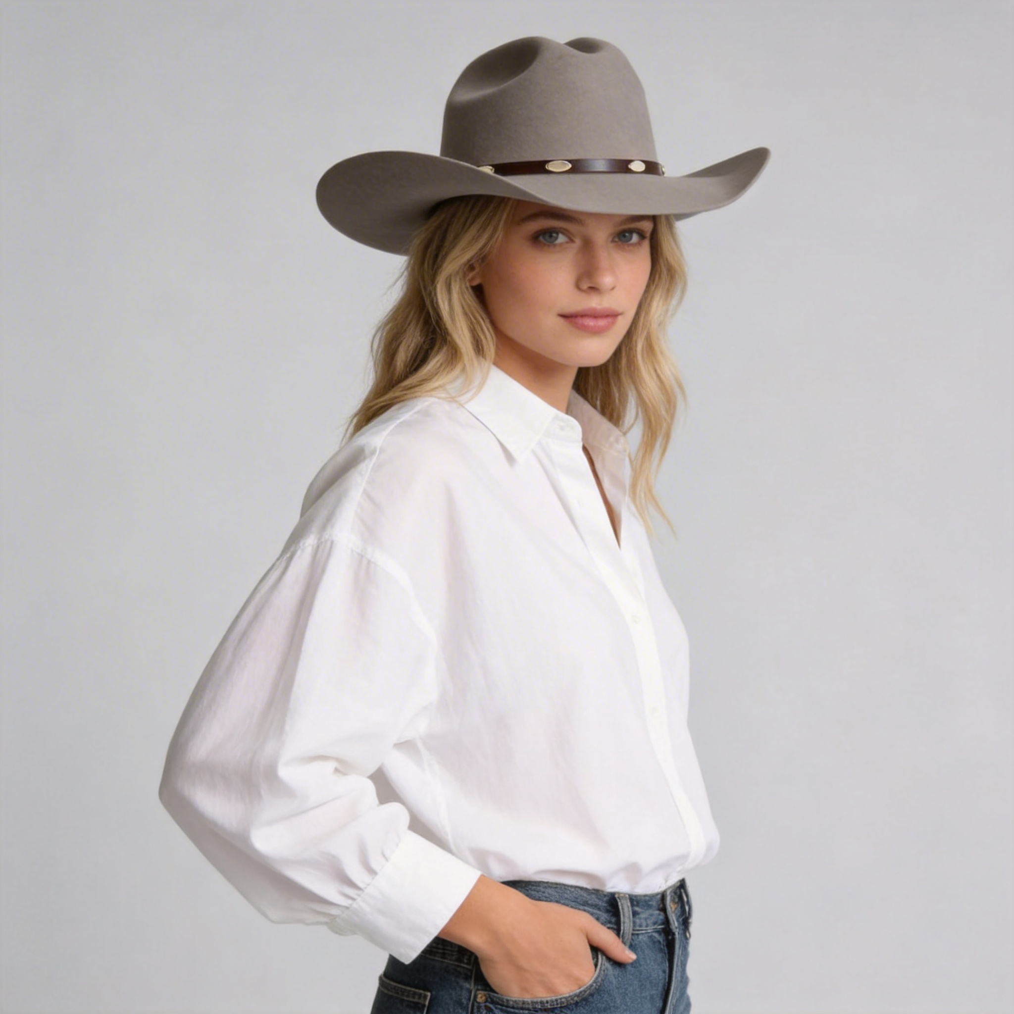 Sun Barrier Felt Cowboy Hat - Red