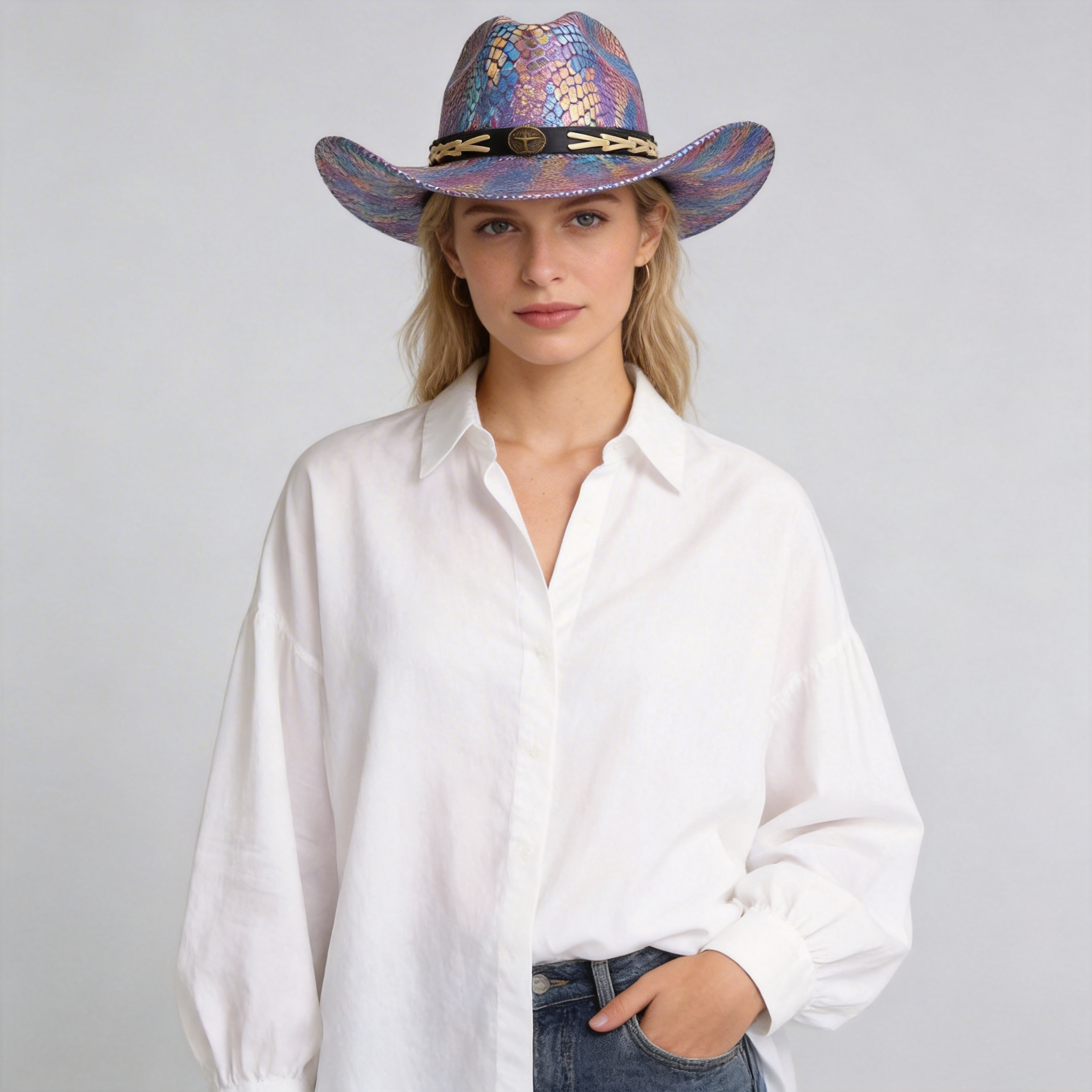 Rainbow Western Cowgirl Hat