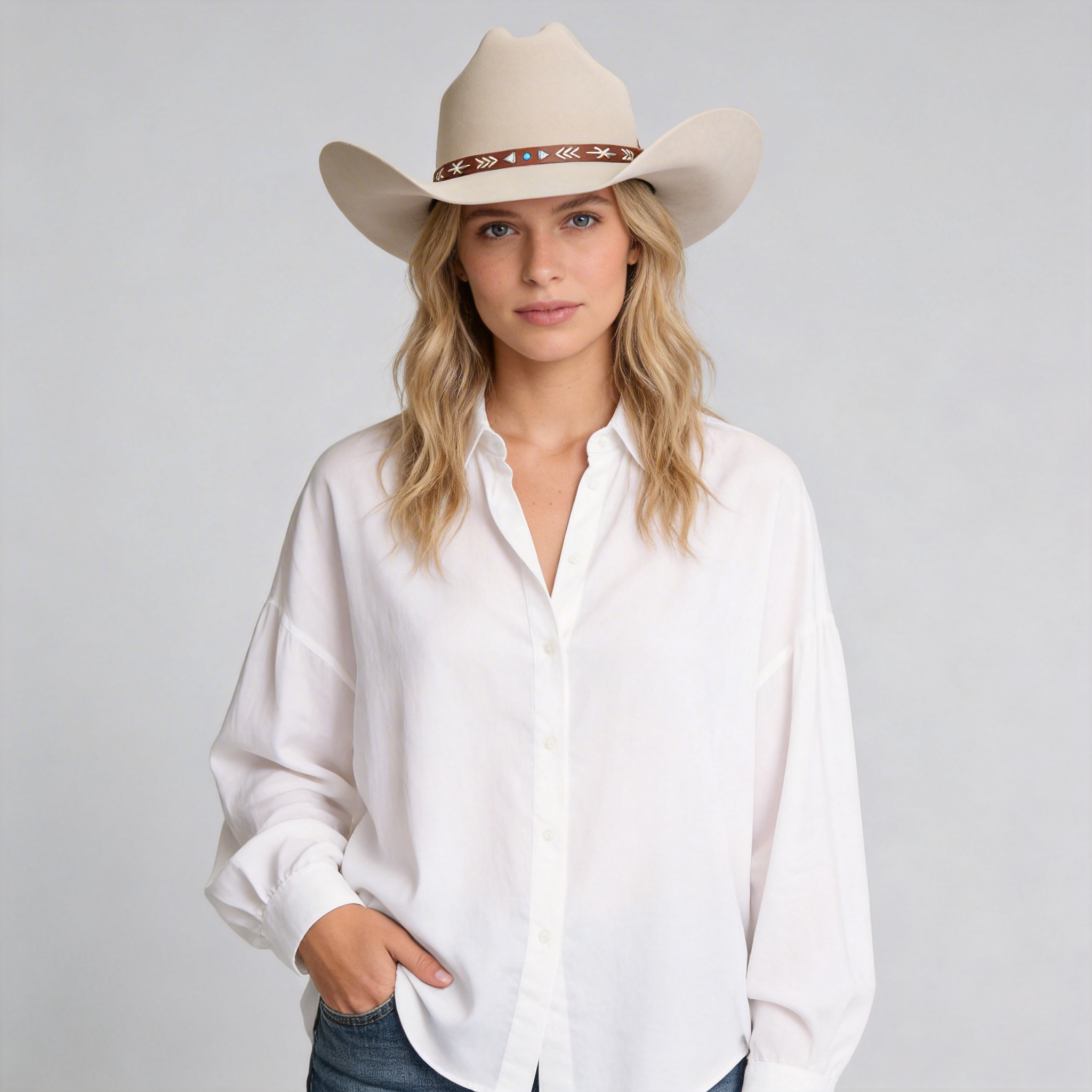 Bronco Felt Cowboy Hat - Red