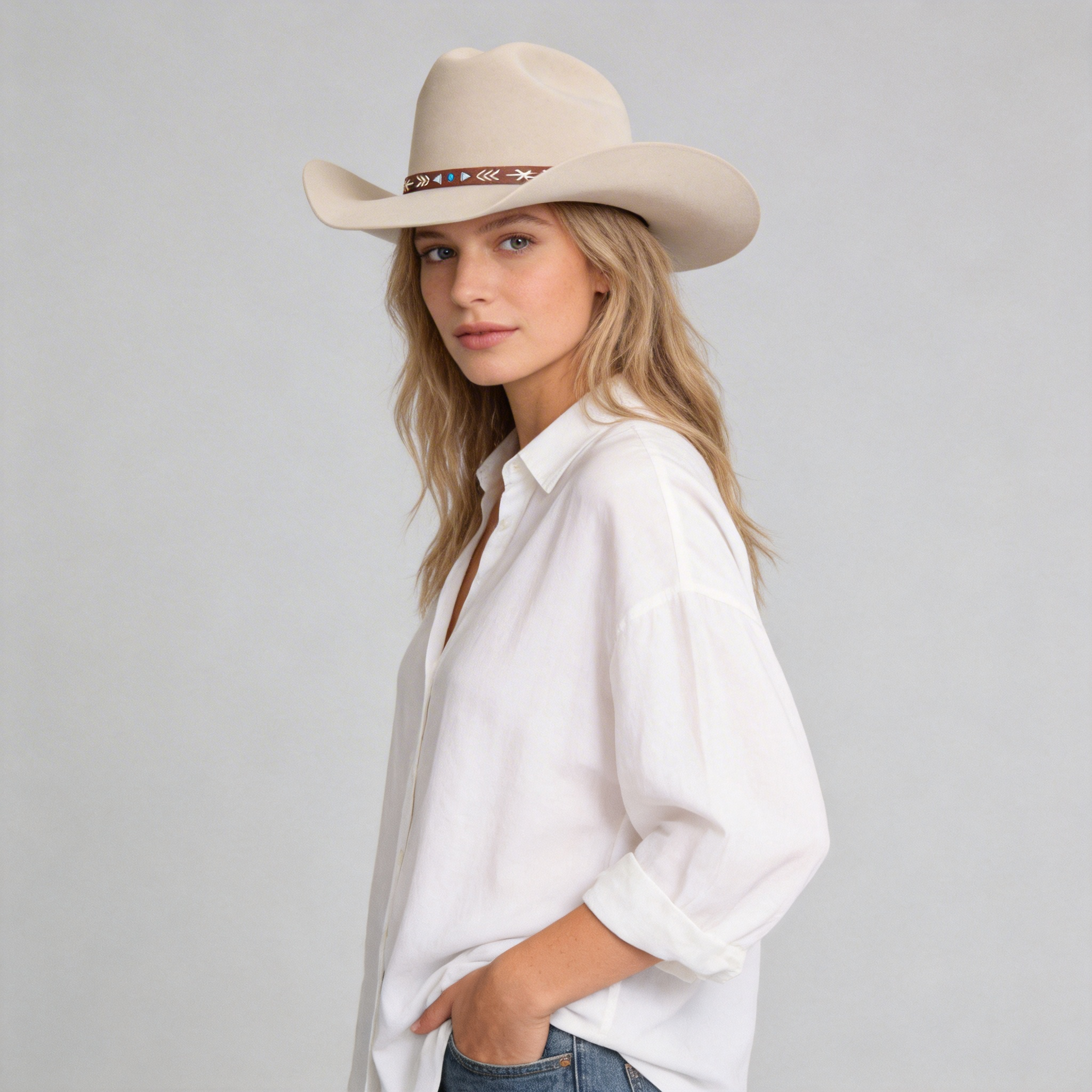 Bronco Felt Cowboy Hat - Red