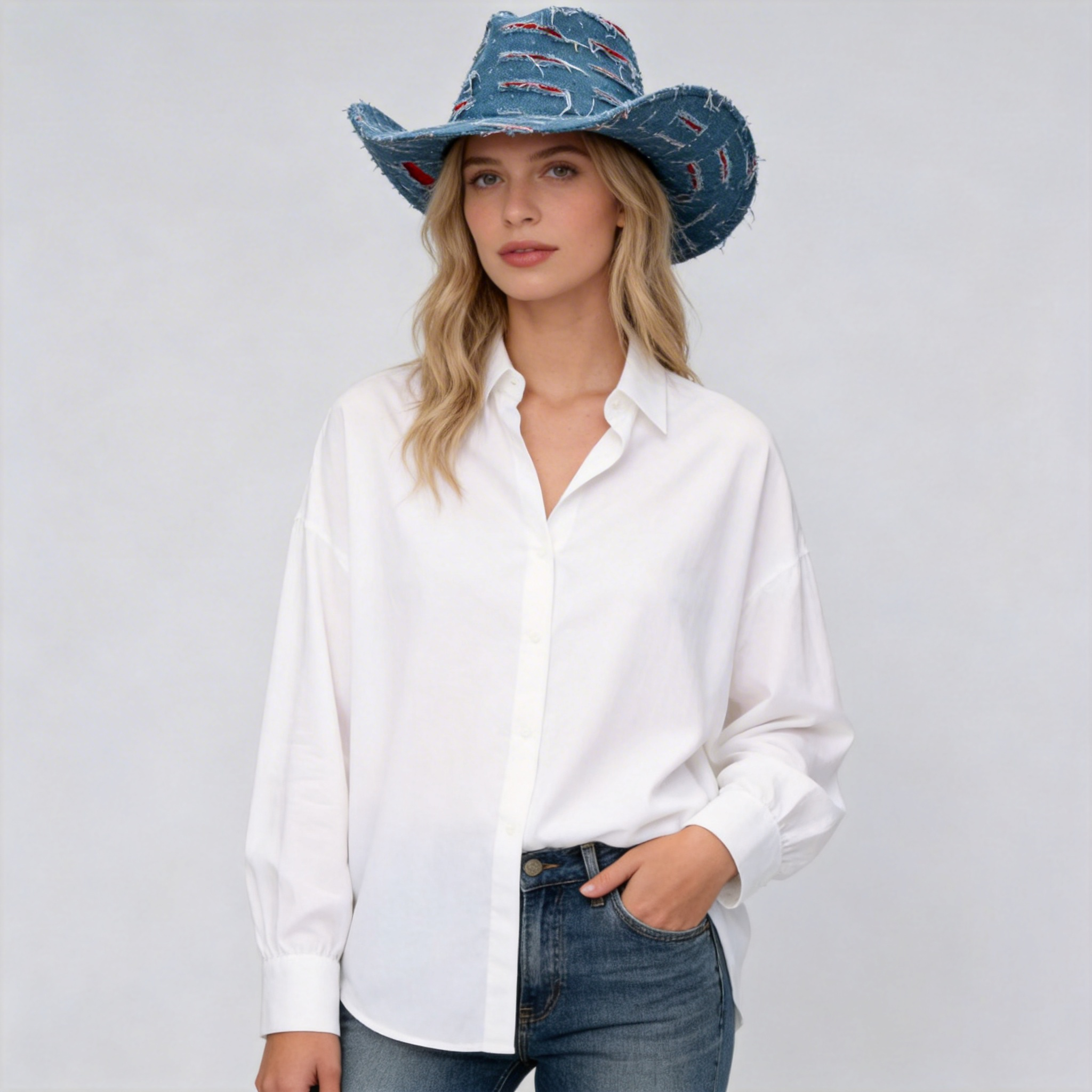 Women Western Hat Deep Tear – Raw Brim