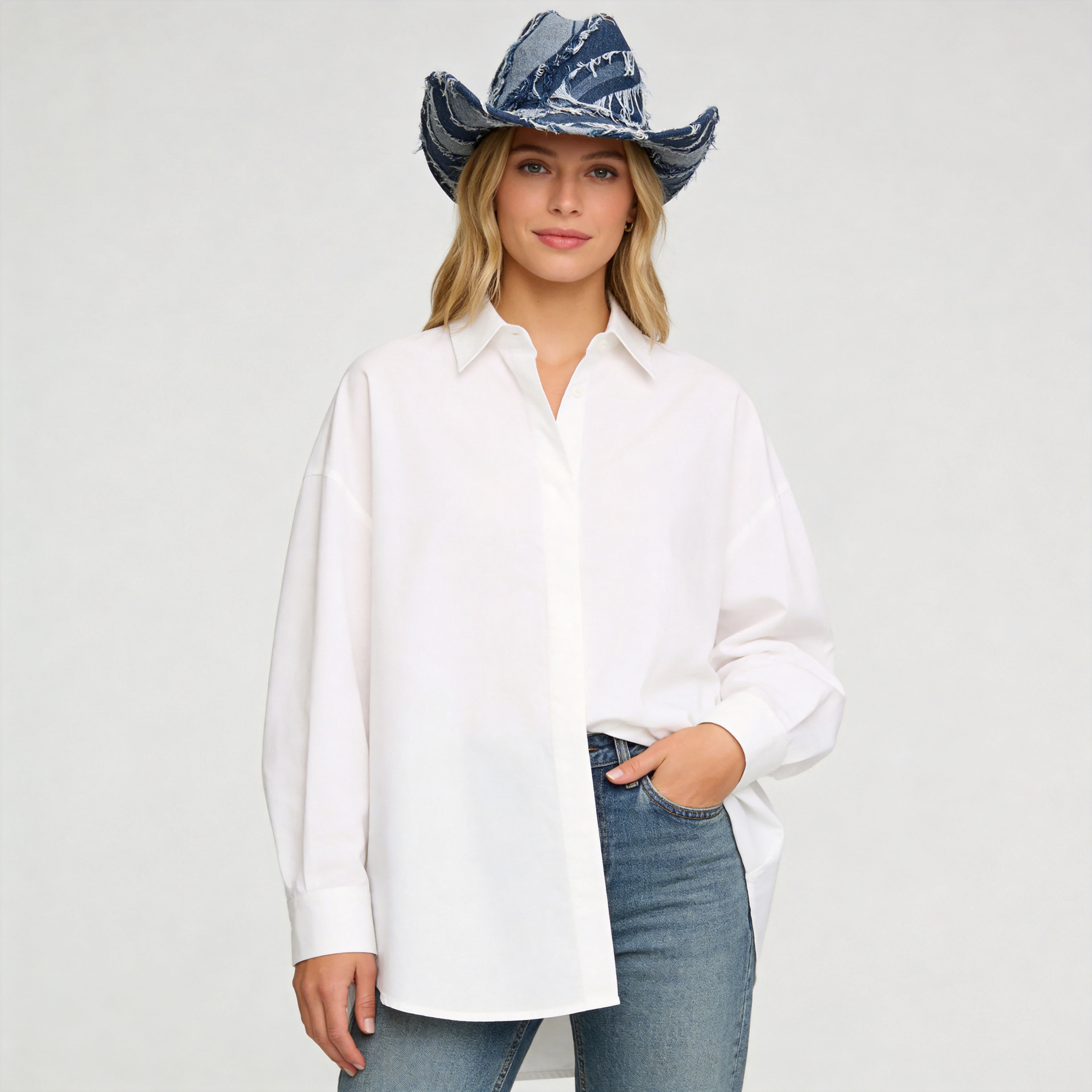 Women Denim Fringe Tear – Bold Brim