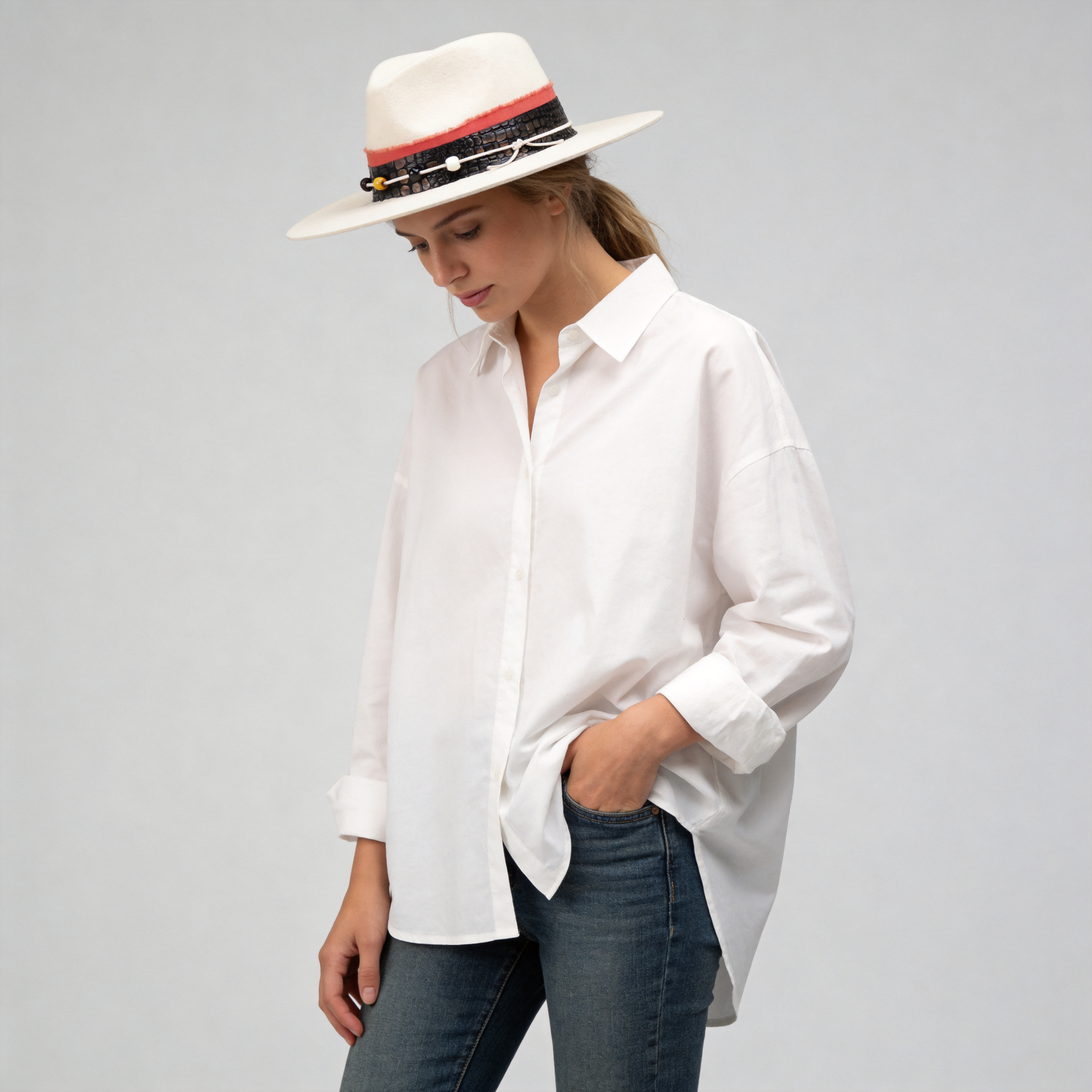 Felt Teardrop Hat with Vibrant Bead Detailing