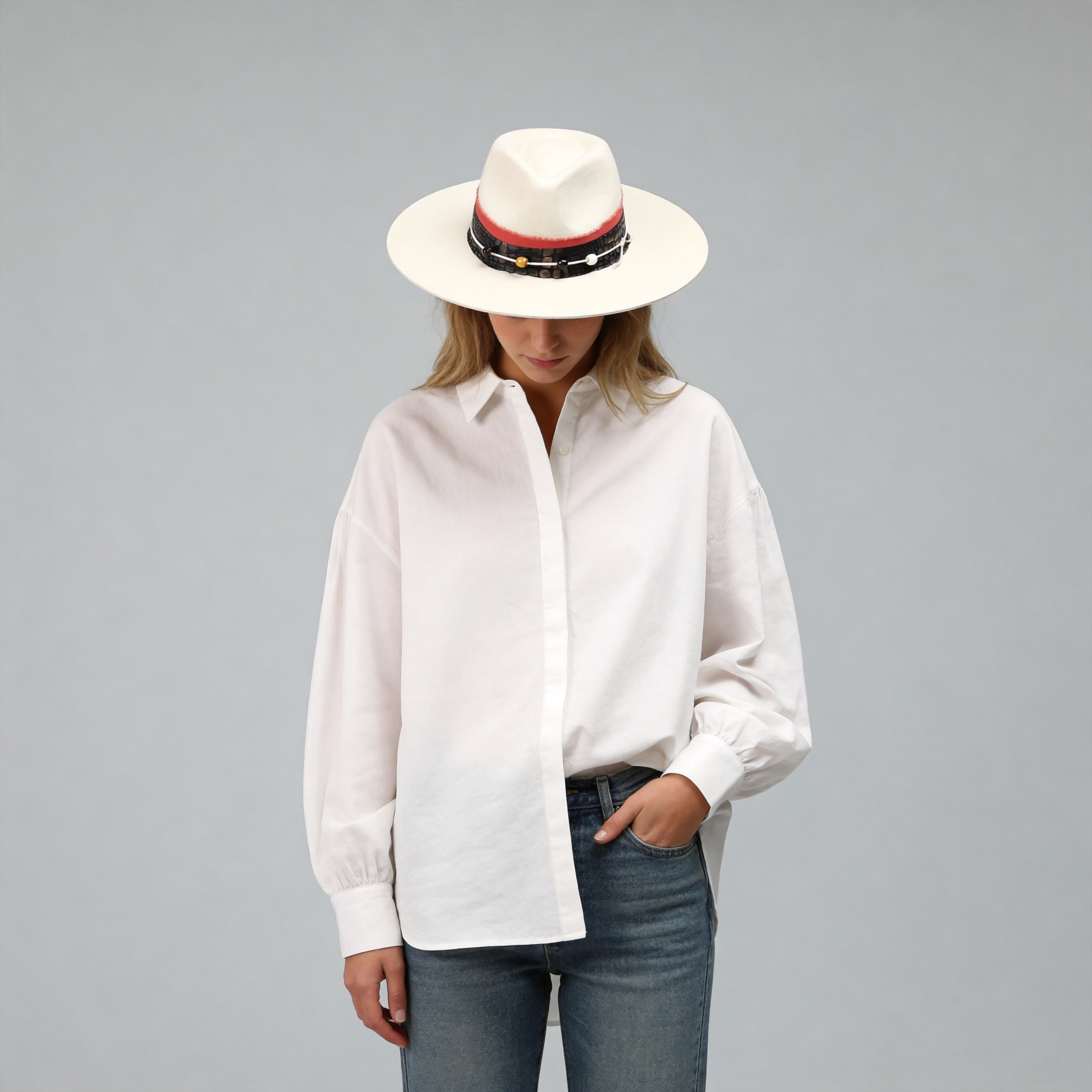 Felt Teardrop Hat with Vibrant Bead Detailing