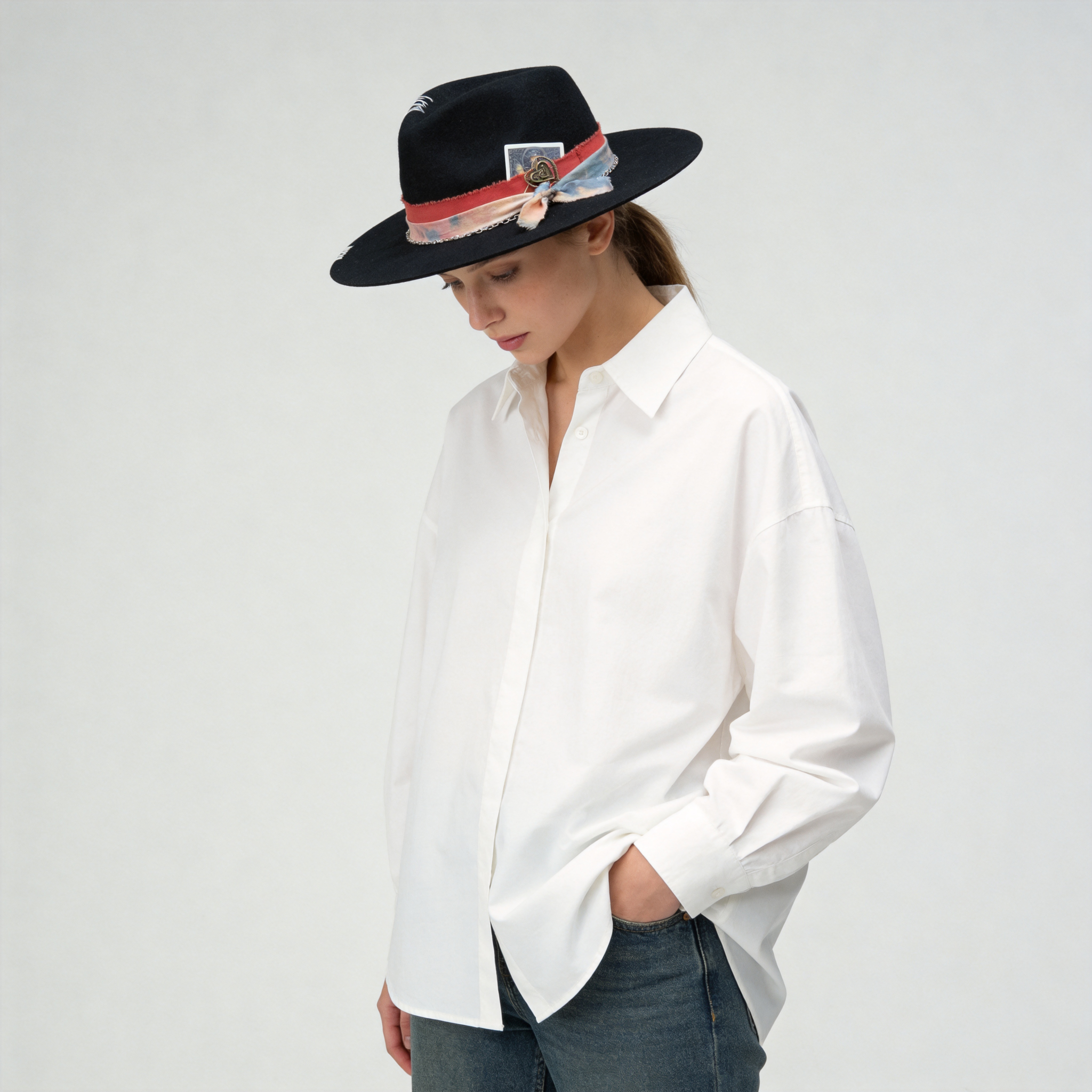 Statement Hat – Black, Tie-Dye, Metal & Card