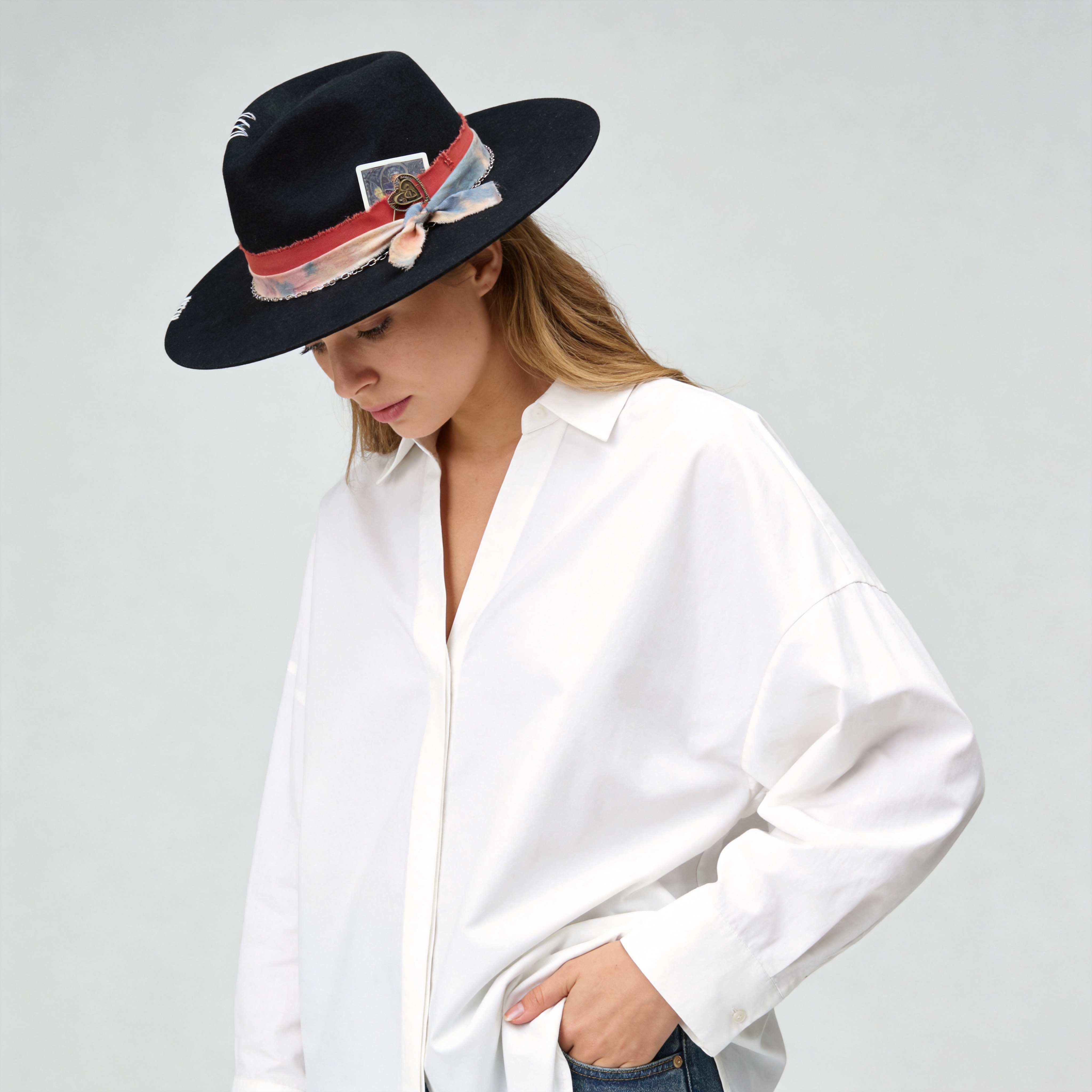 Statement Hat – Black, Tie-Dye, Metal & Card