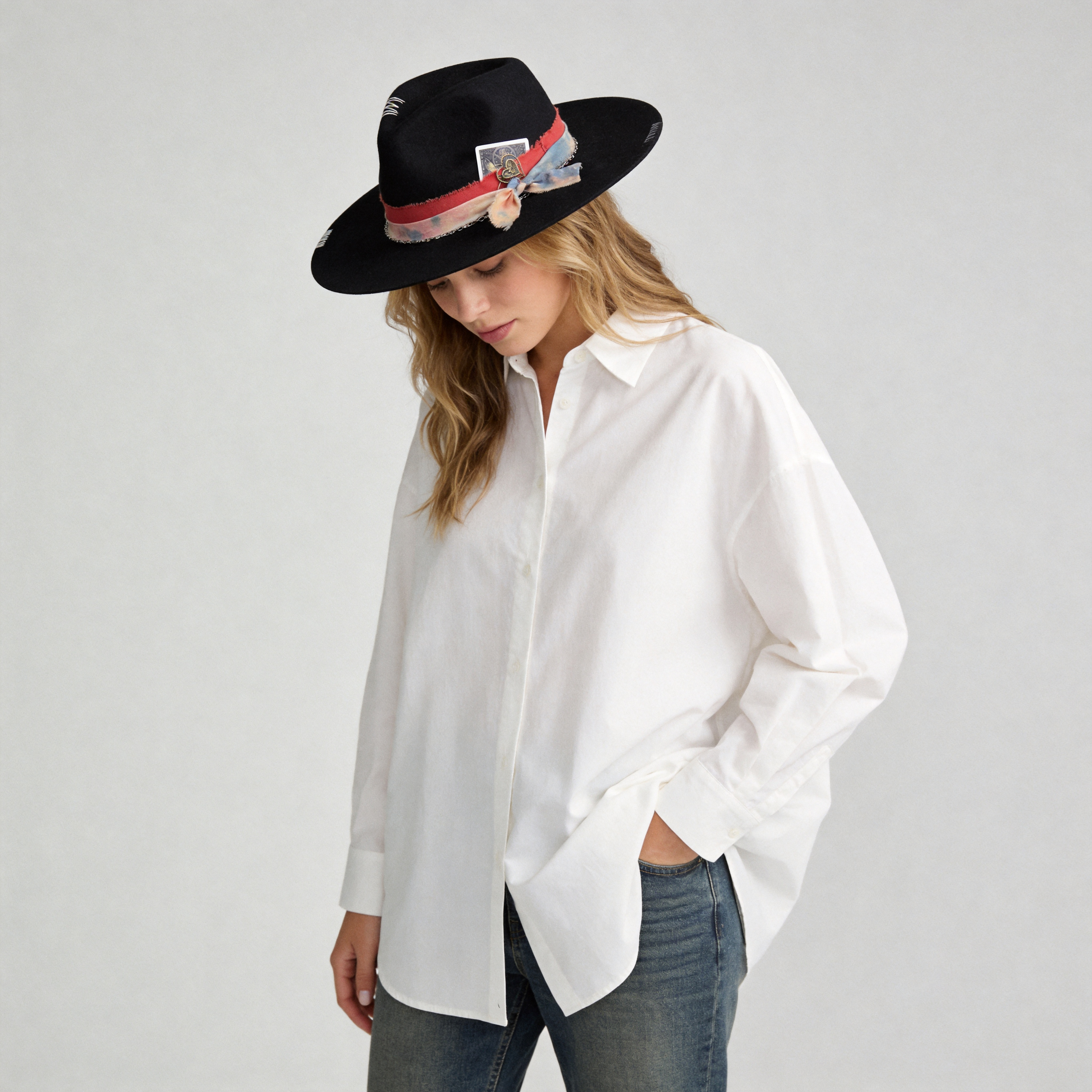Statement Hat – Black, Tie-Dye, Metal & Card