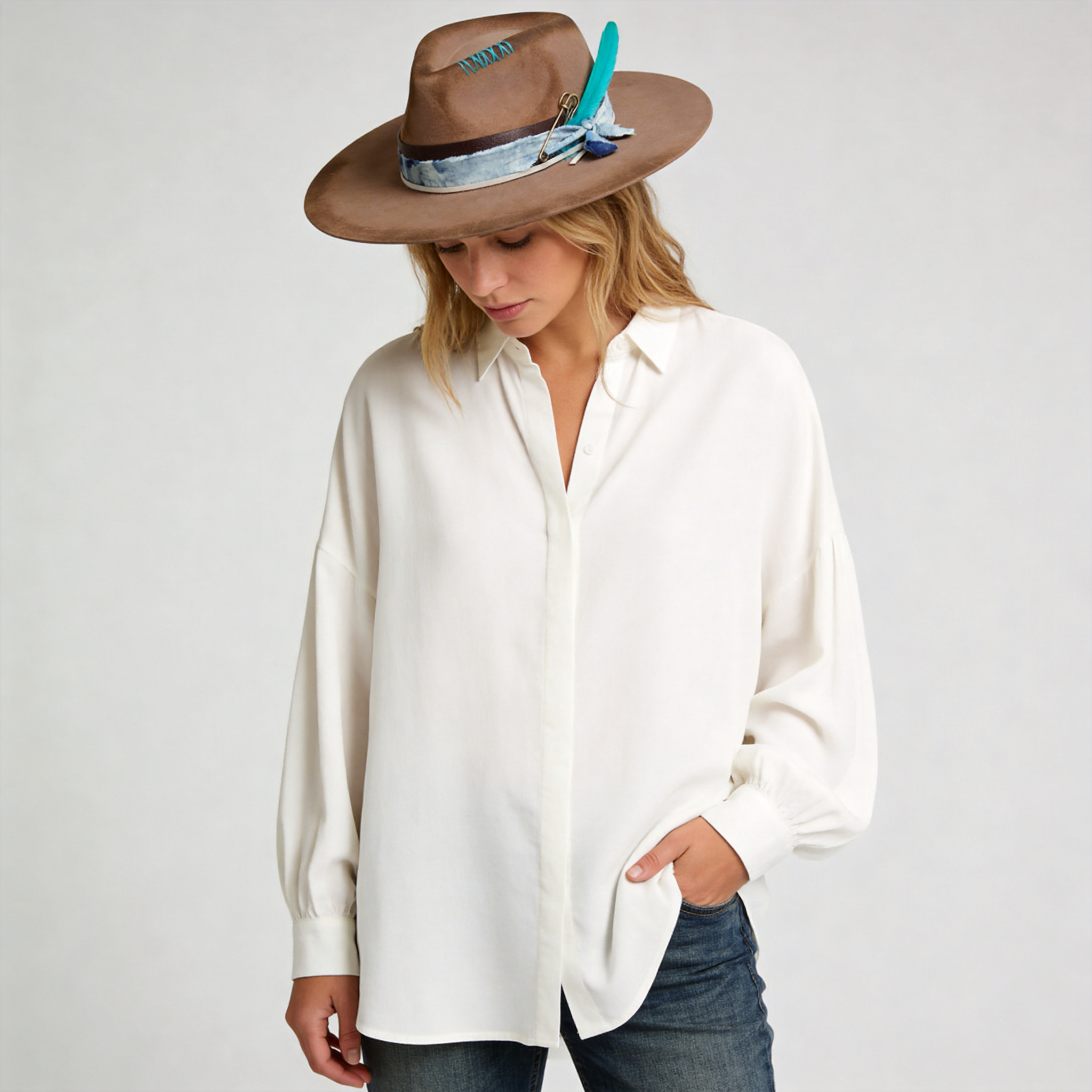 Refined Felt Hat – Burnt Finish, Eclectic Band Accent
