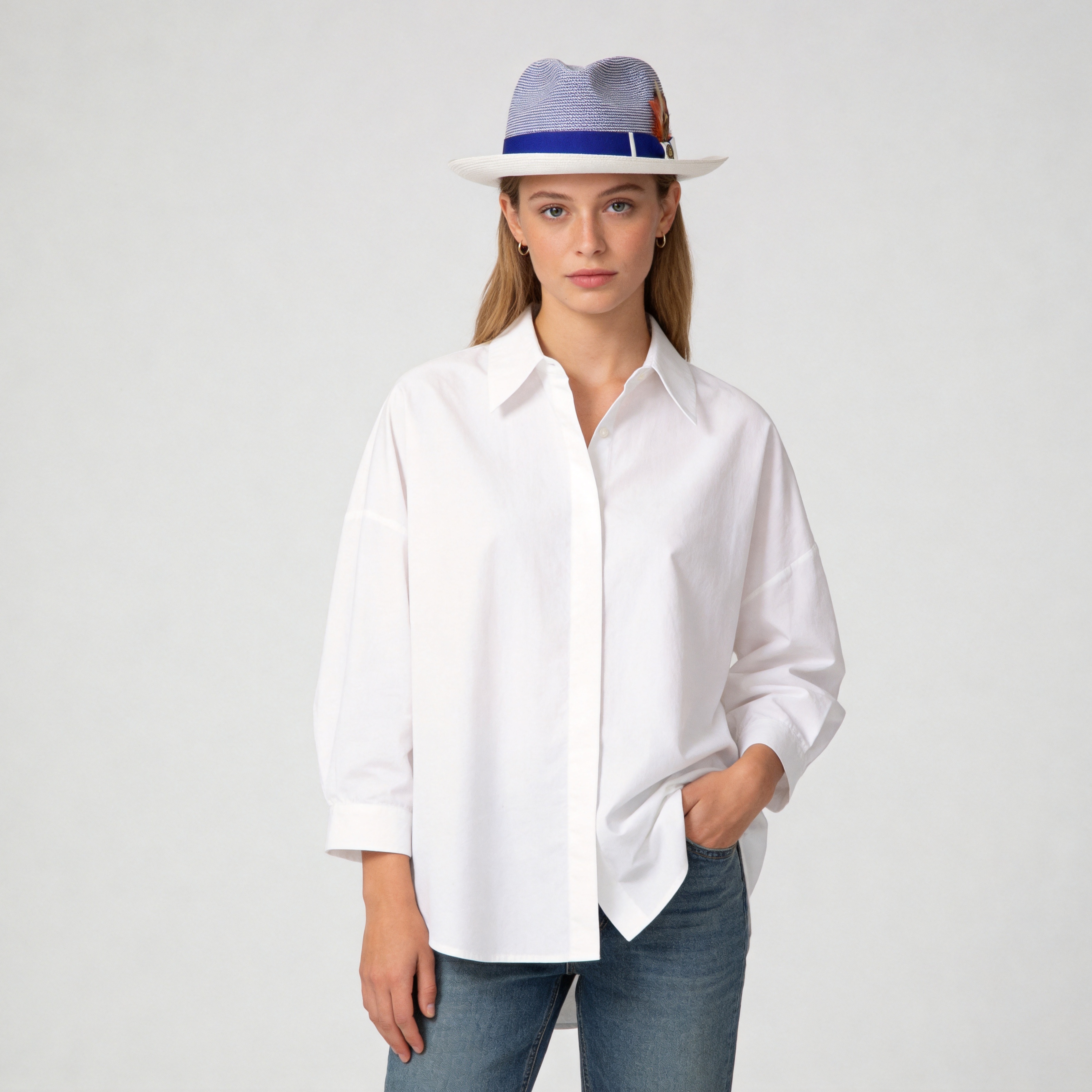 Old-World Two-Tone Straw Fedora