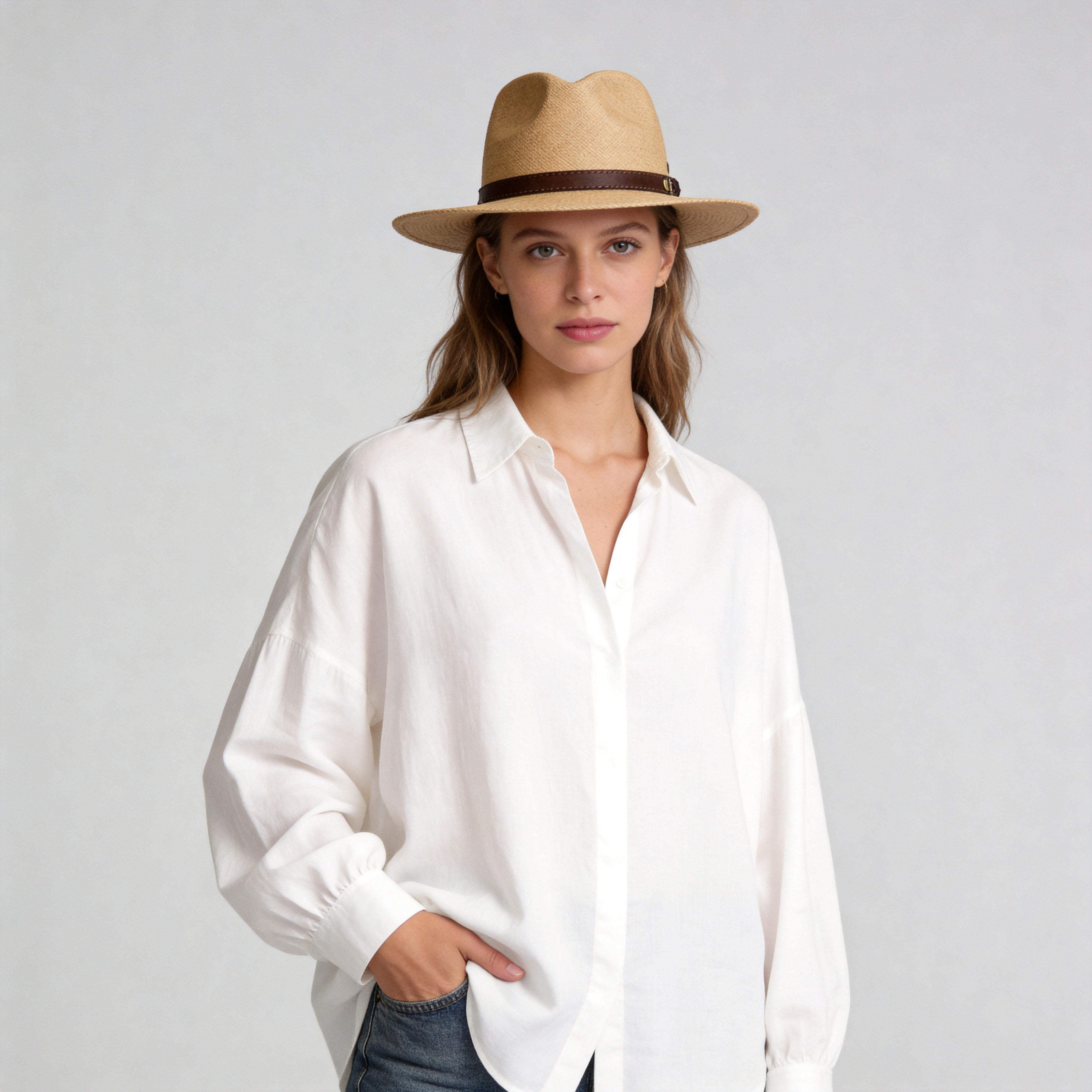 Women The Stiking Stone Panama Straw Hat