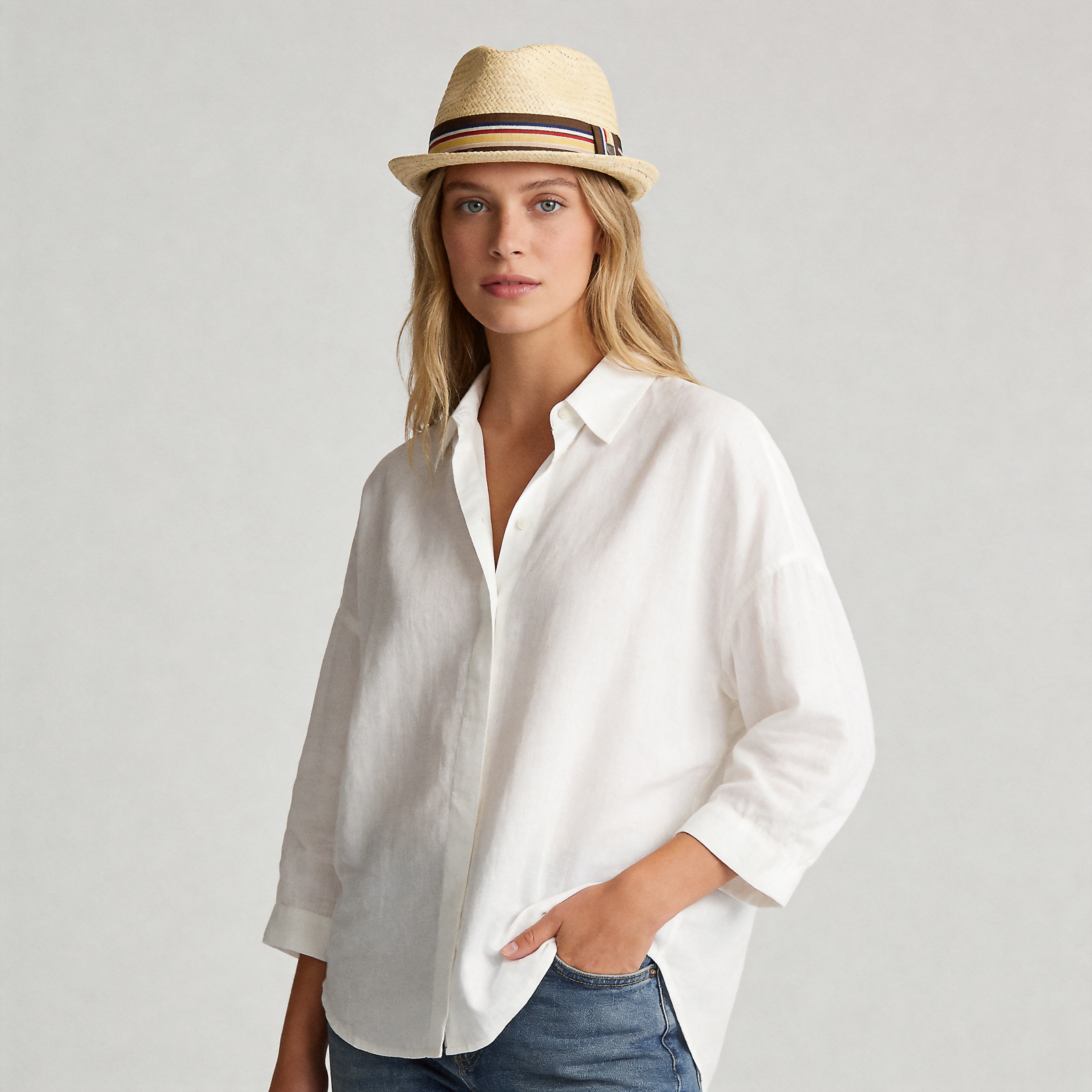 Old-World Straw Fedora-Tan