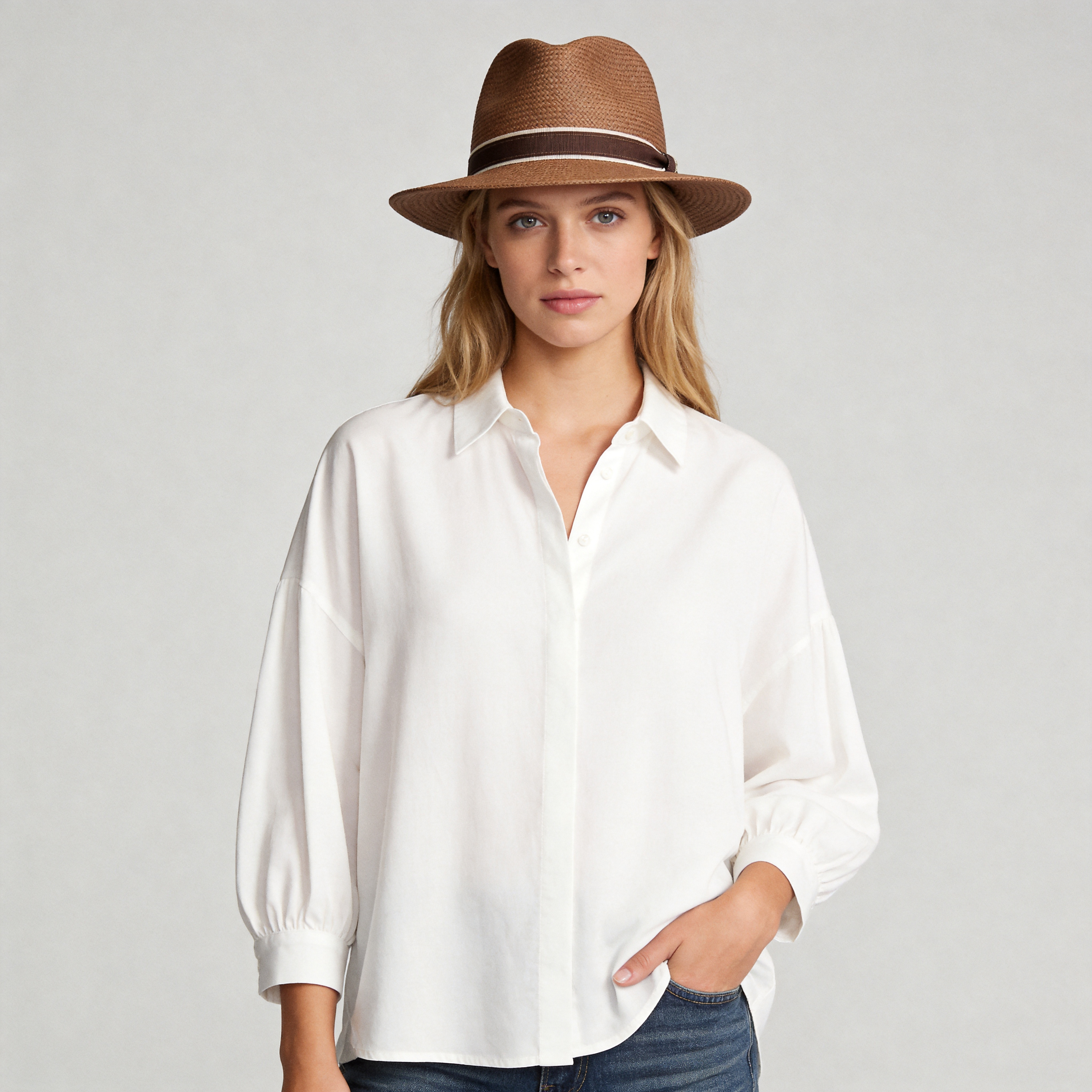Old-World Genuine Panama Fedora Hat Straw