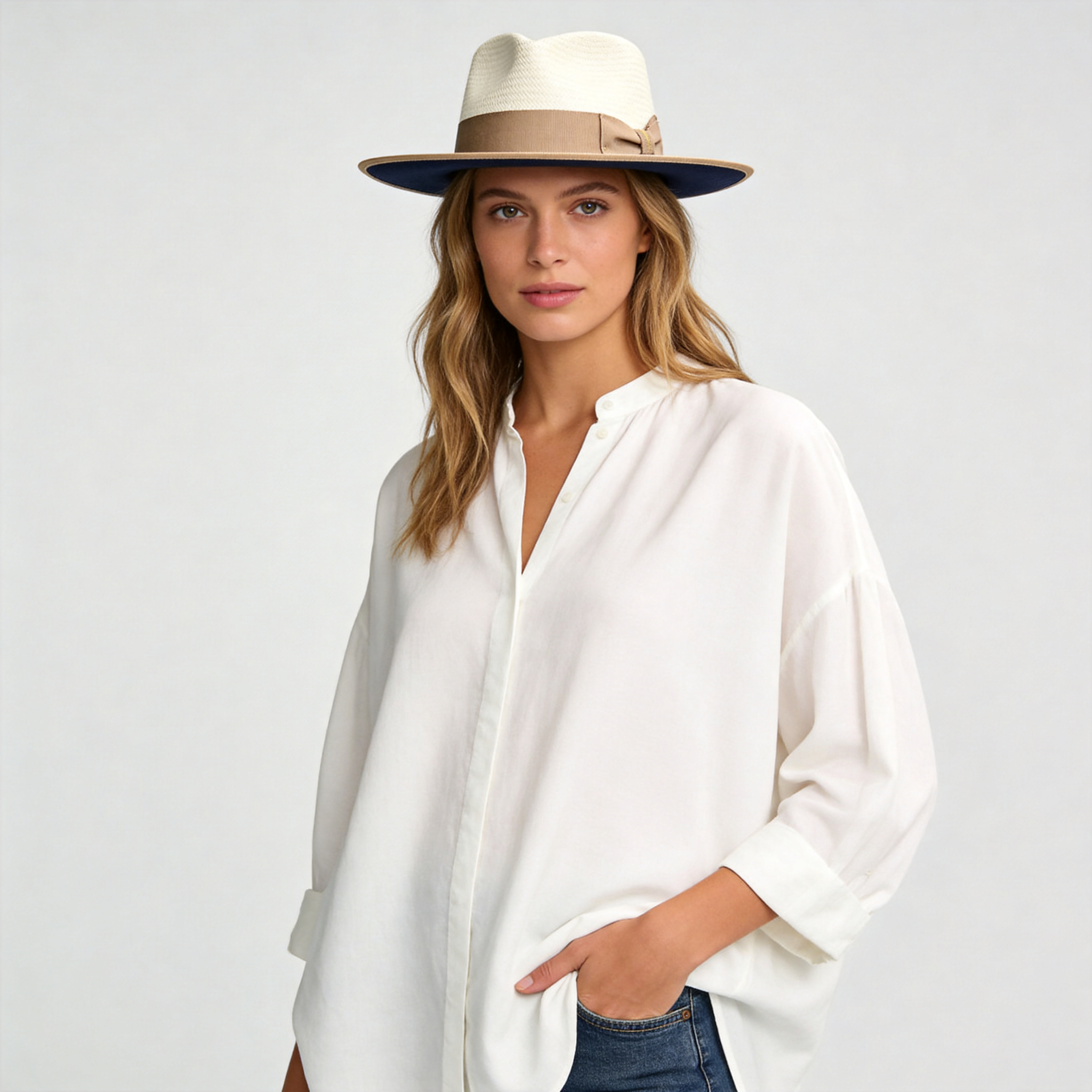 Effortless Class Two Stone Straw Felt Fedora Hat