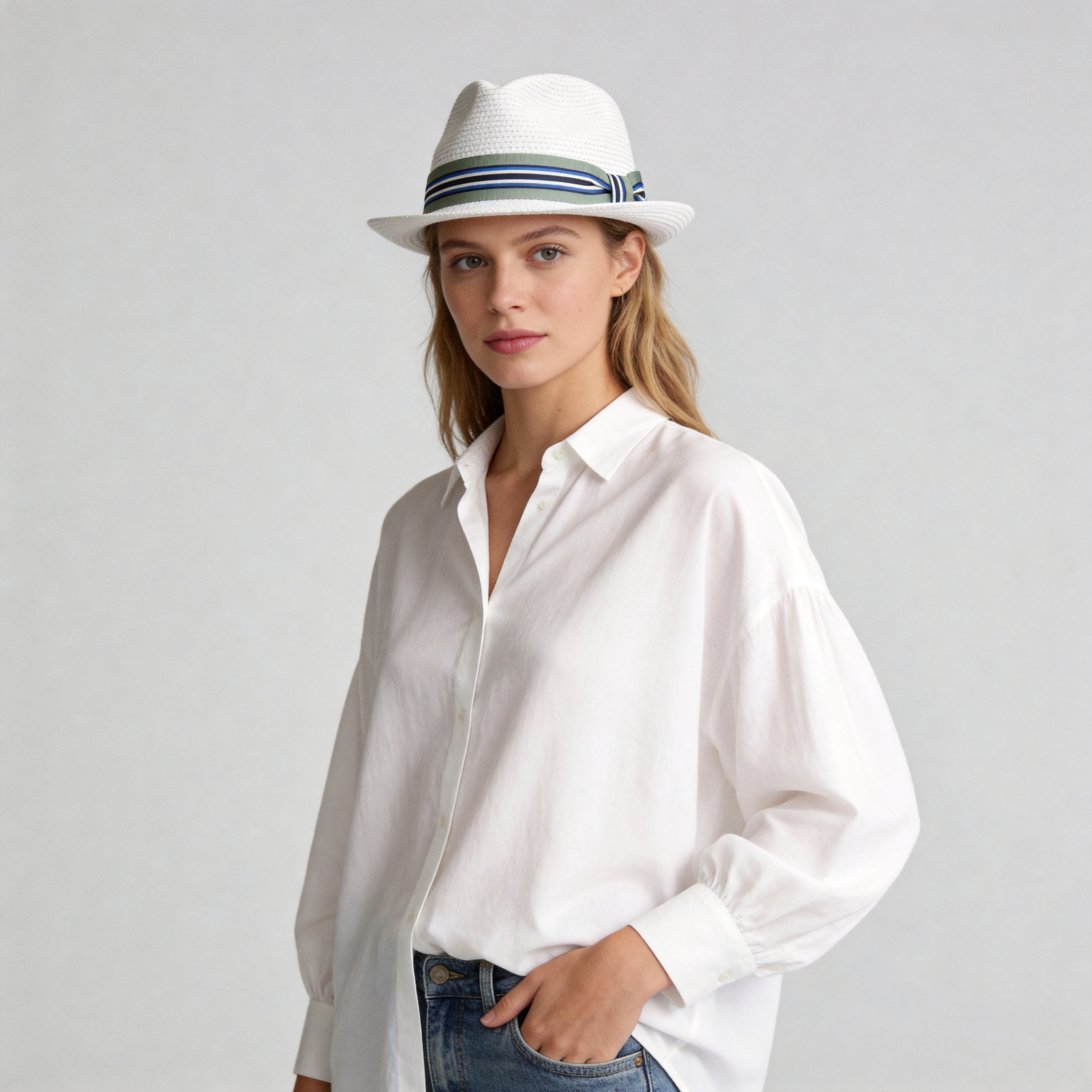 Women Summer Braid Fedora Straw