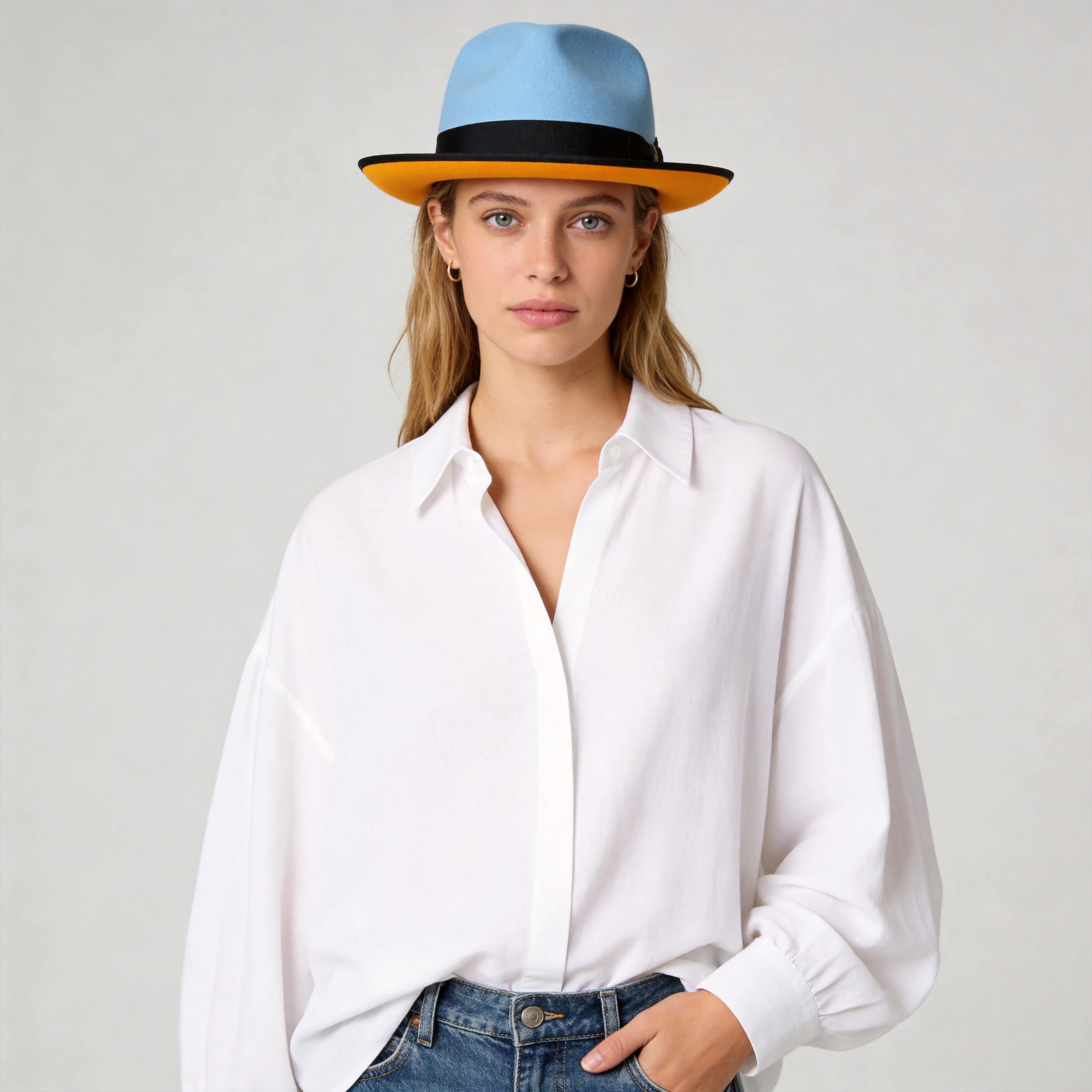 Felt Two Tone Fedora Hat