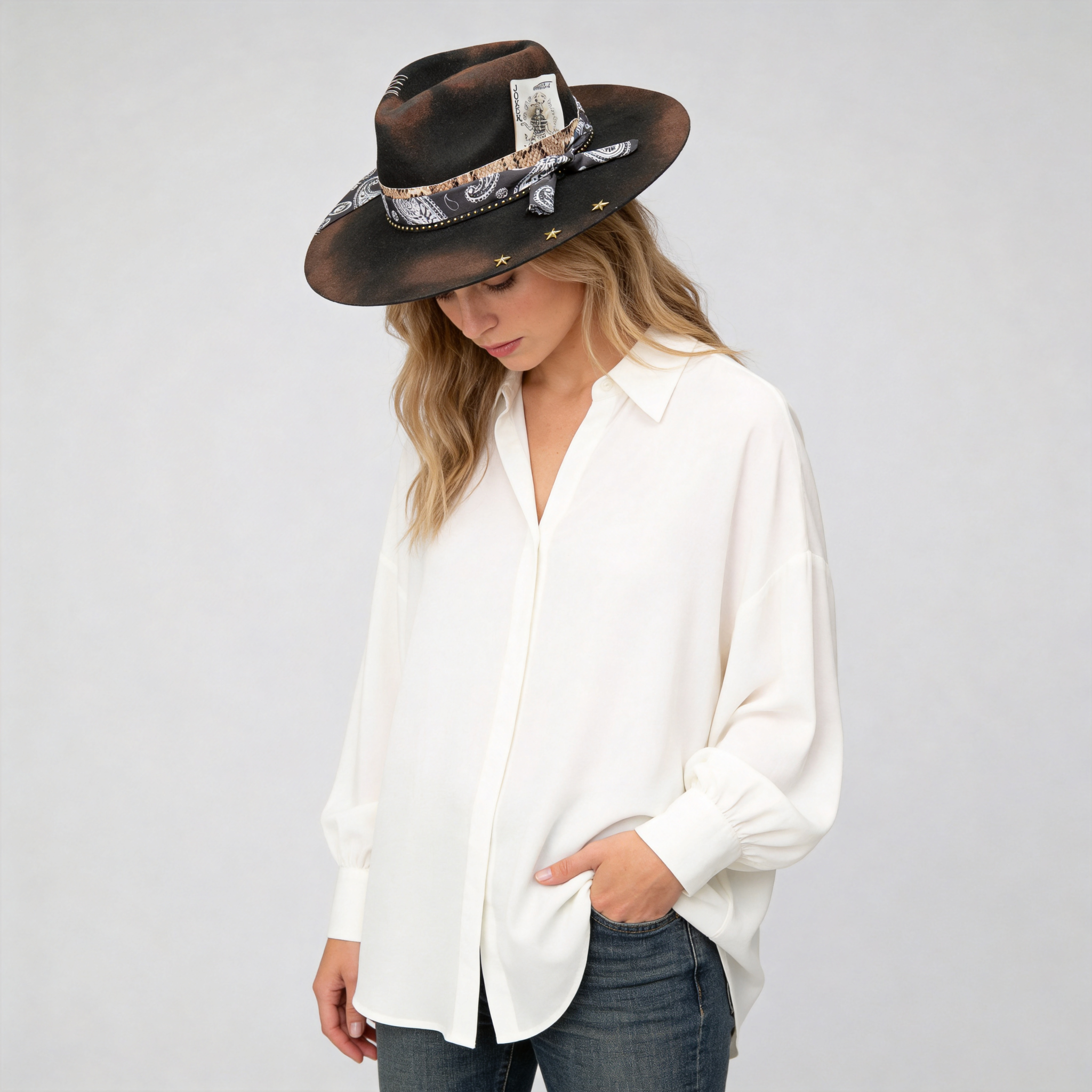 Architectural Felt Hat – Straight Brim, Retro Card Trim